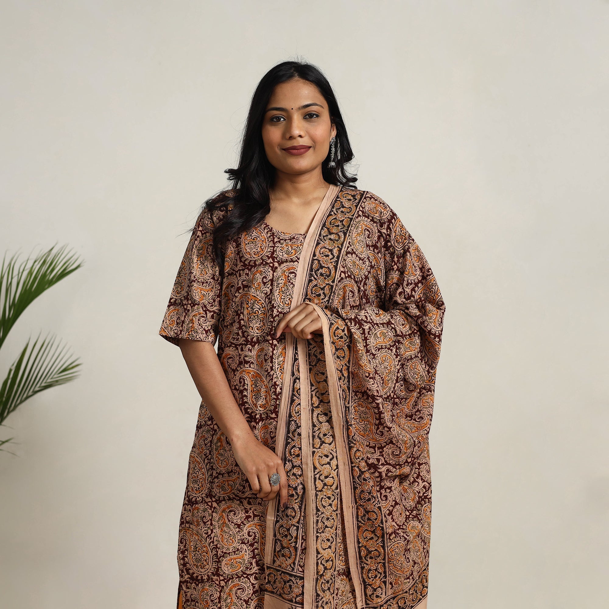 ITOKRI CASUALS Brown - Block Printed Cotton Kalamkari Kurta Set 14