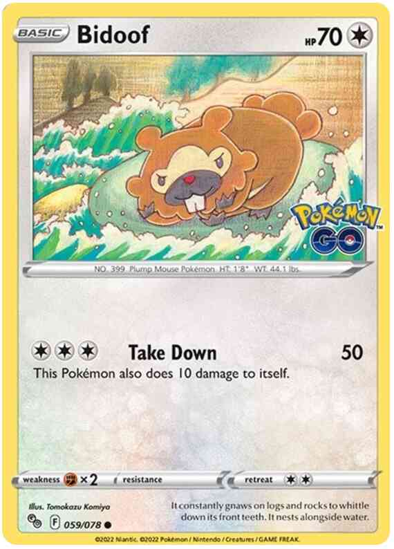 Common pgo-059 non-holo – Pokémon Bidoof - 059/078 - Common [pgo-059] [Non-Holo]