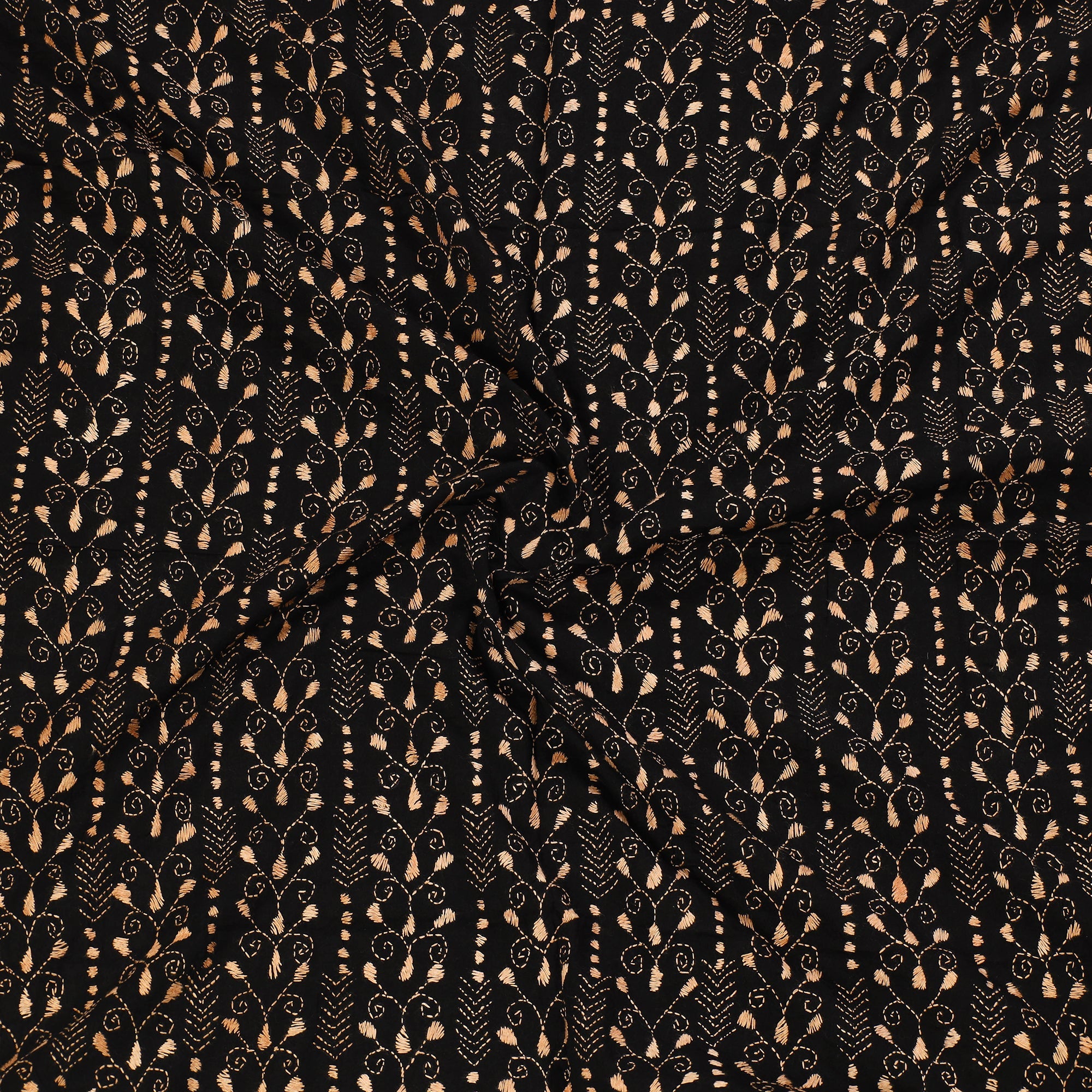 KHUSHBASH - HAPPY LOOM OF EAST Black - Bengal Kantha Embroidery Cotton Blouse Piece 63 - view 3