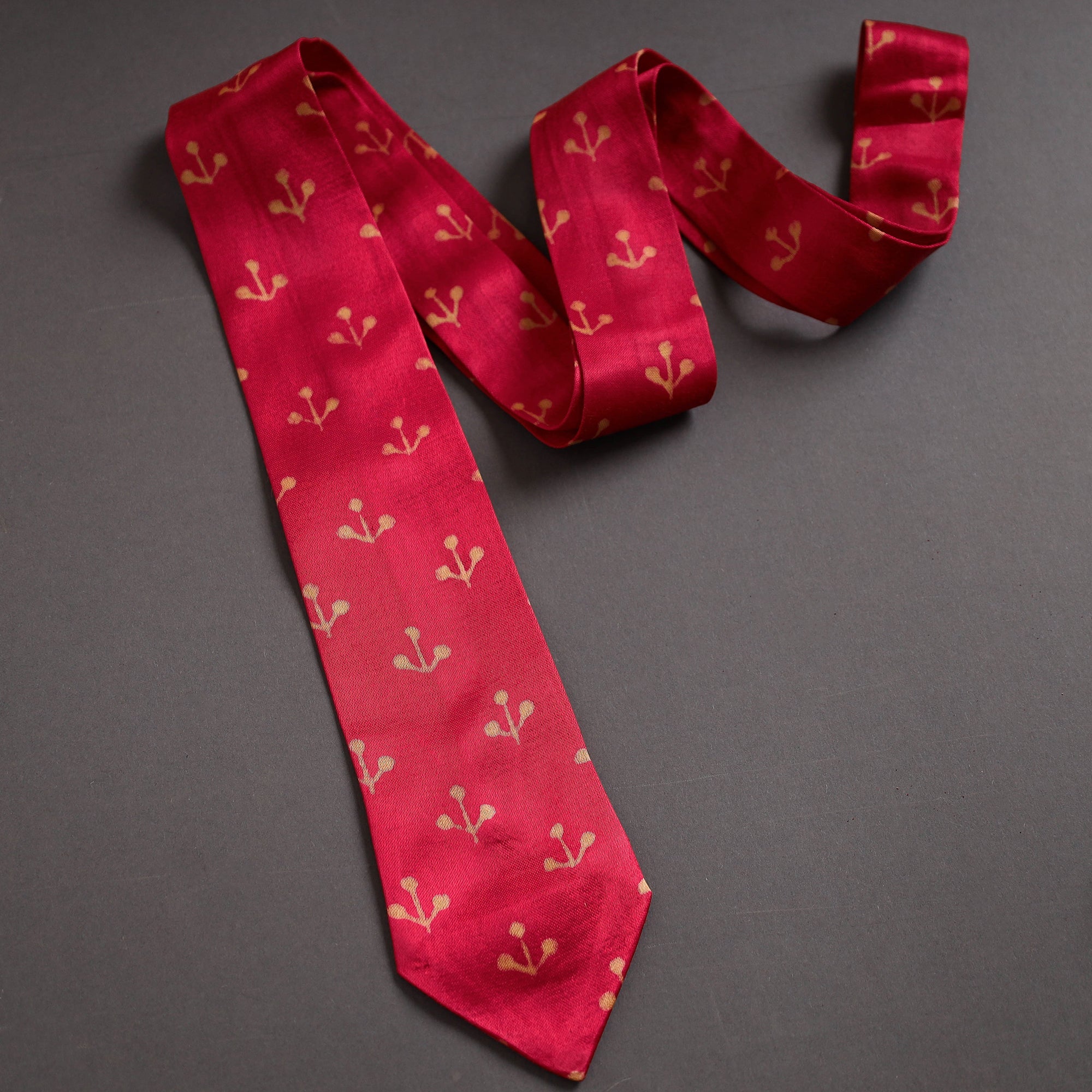 JALPARI Block Printed Mashru Silk Handmade Necktie for Men