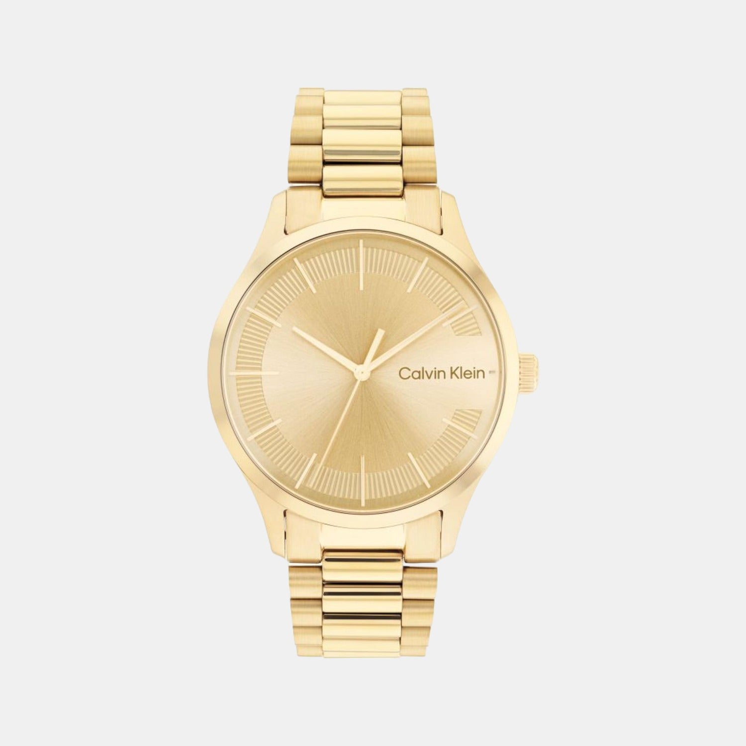 Calvin Klein Ck Iconic Unisex Quartz Gold Dial Analog Stainless Steel Watch 25200038