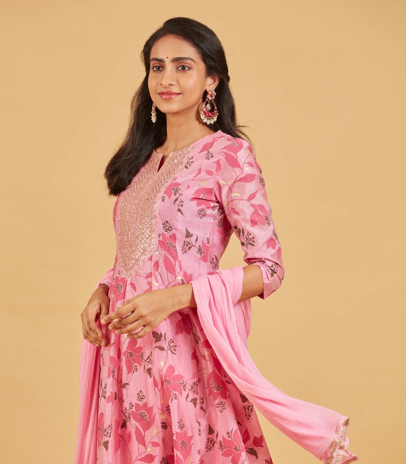 RmKV Blush Pink Kurta Set With Matching Dupatta - view 2