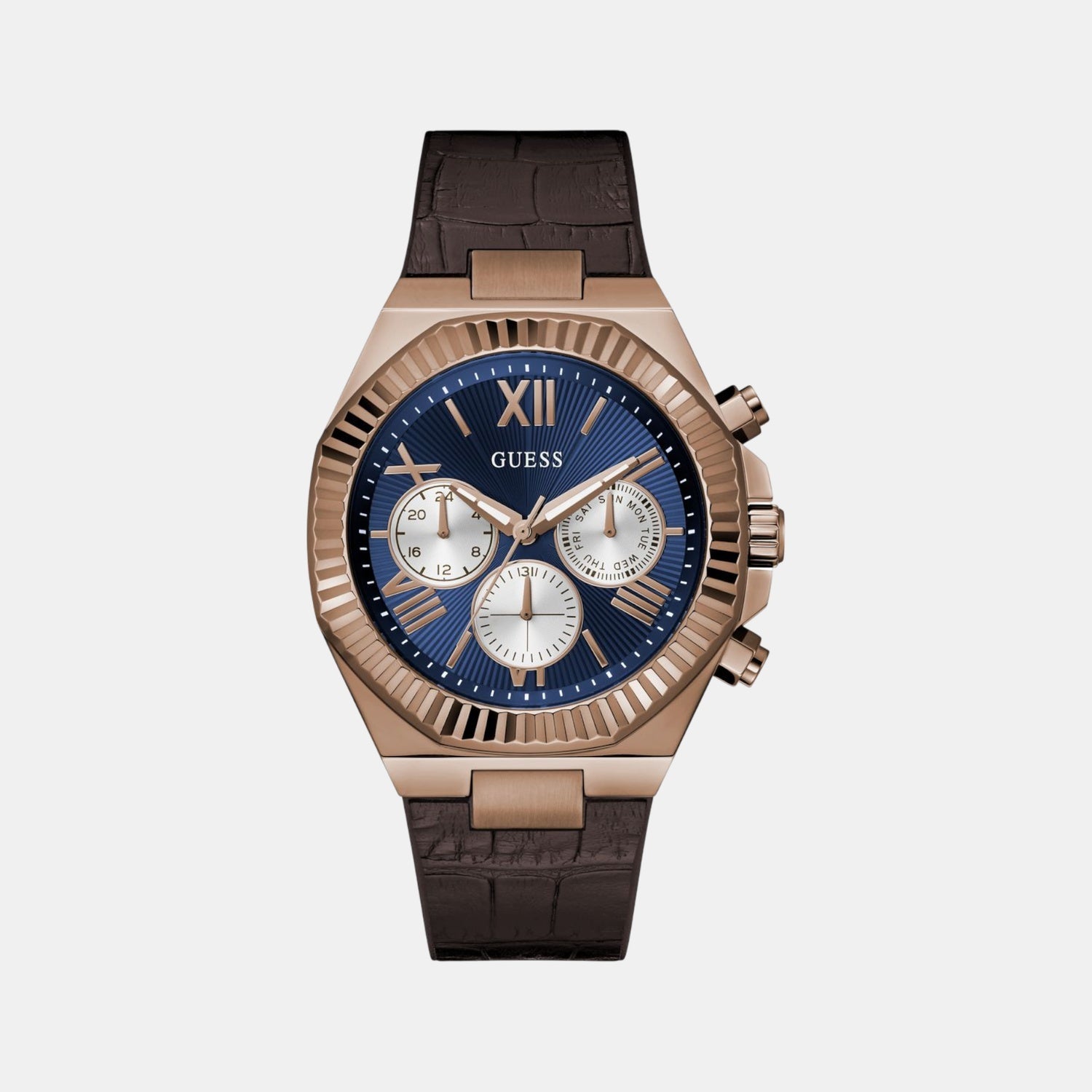 Guess Equity Men Quartz Blue Dial Multi-Function Leather Watch GW0791G4