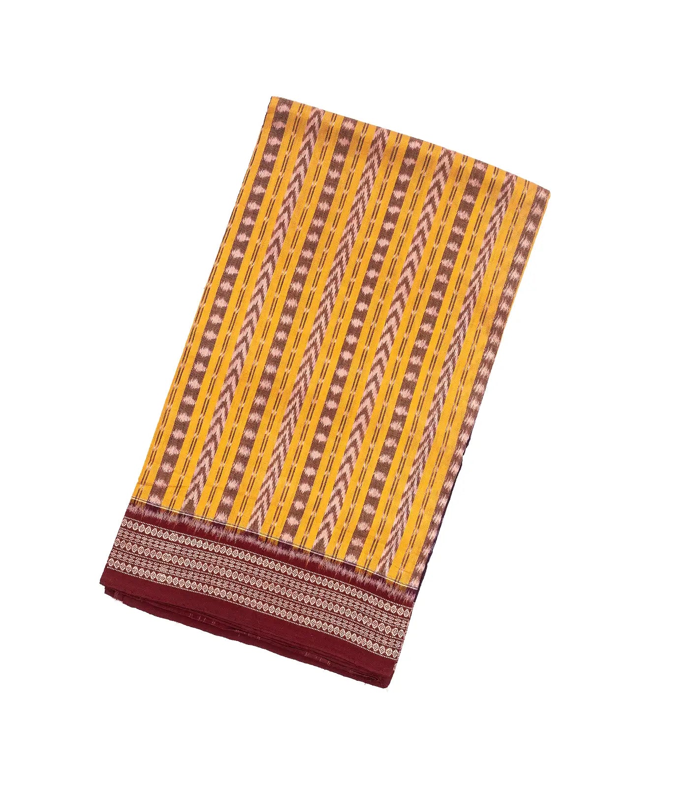 RmKV Violet & Yellow Handloom Orissa Cotton Saree With Tie & Dye Motifs