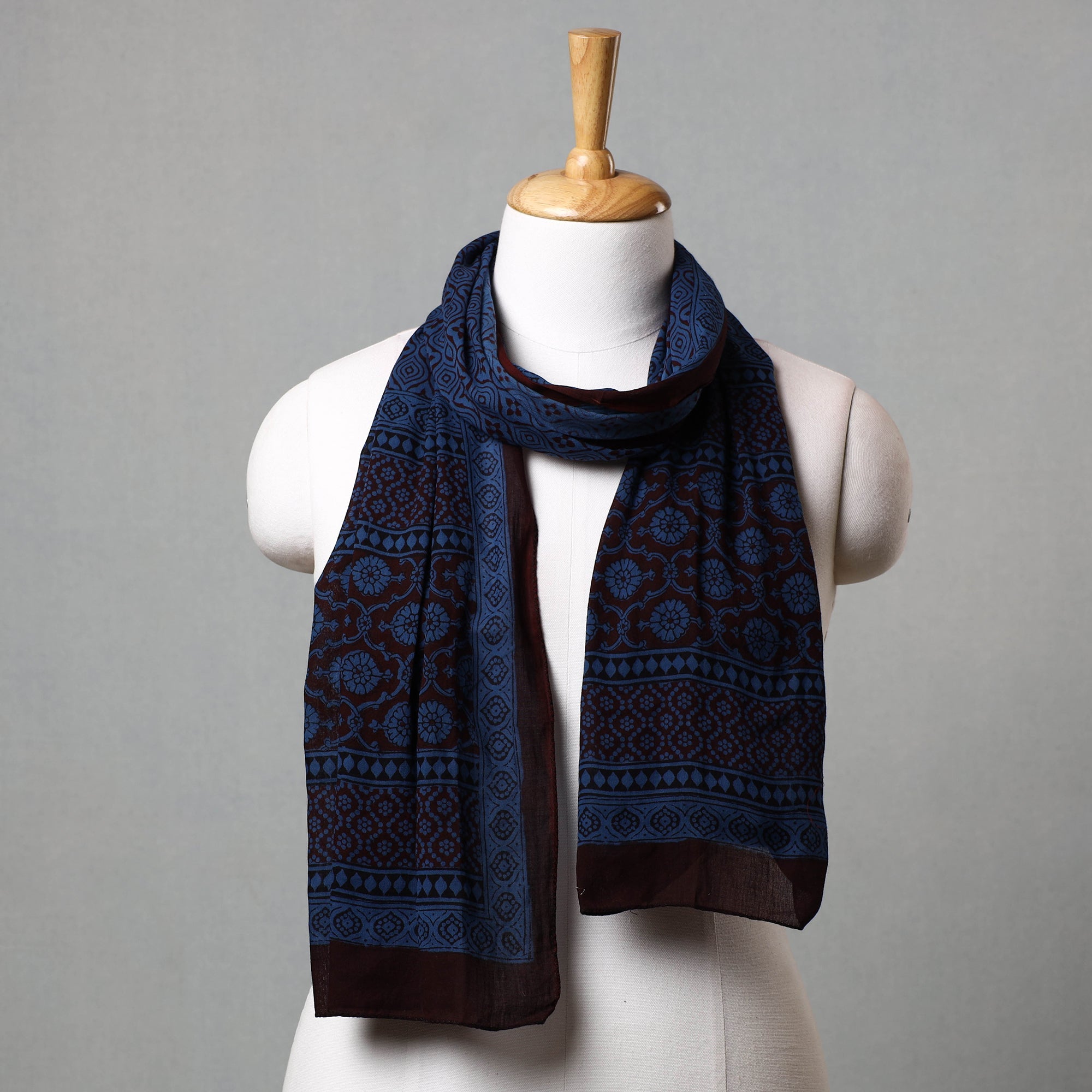 BAGH PRINTS BY MOHAMMED BILAL KHATRI Blue - Bagh Hand Block Printed Cotton Stole