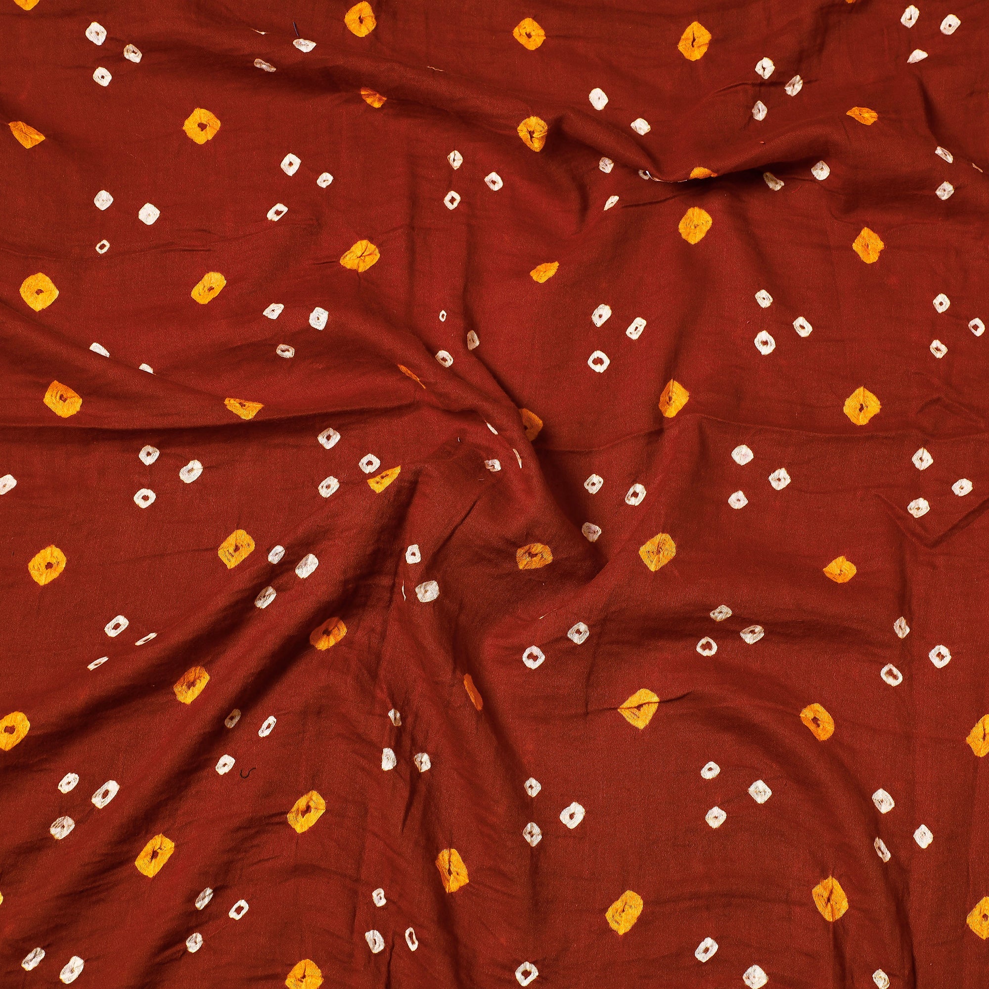 KACHCHH JI CHHAAP Brown - Kutch Bandhani Tie-Dye Satin Cotton Precut Fabric (0.9 Meter) - view 2