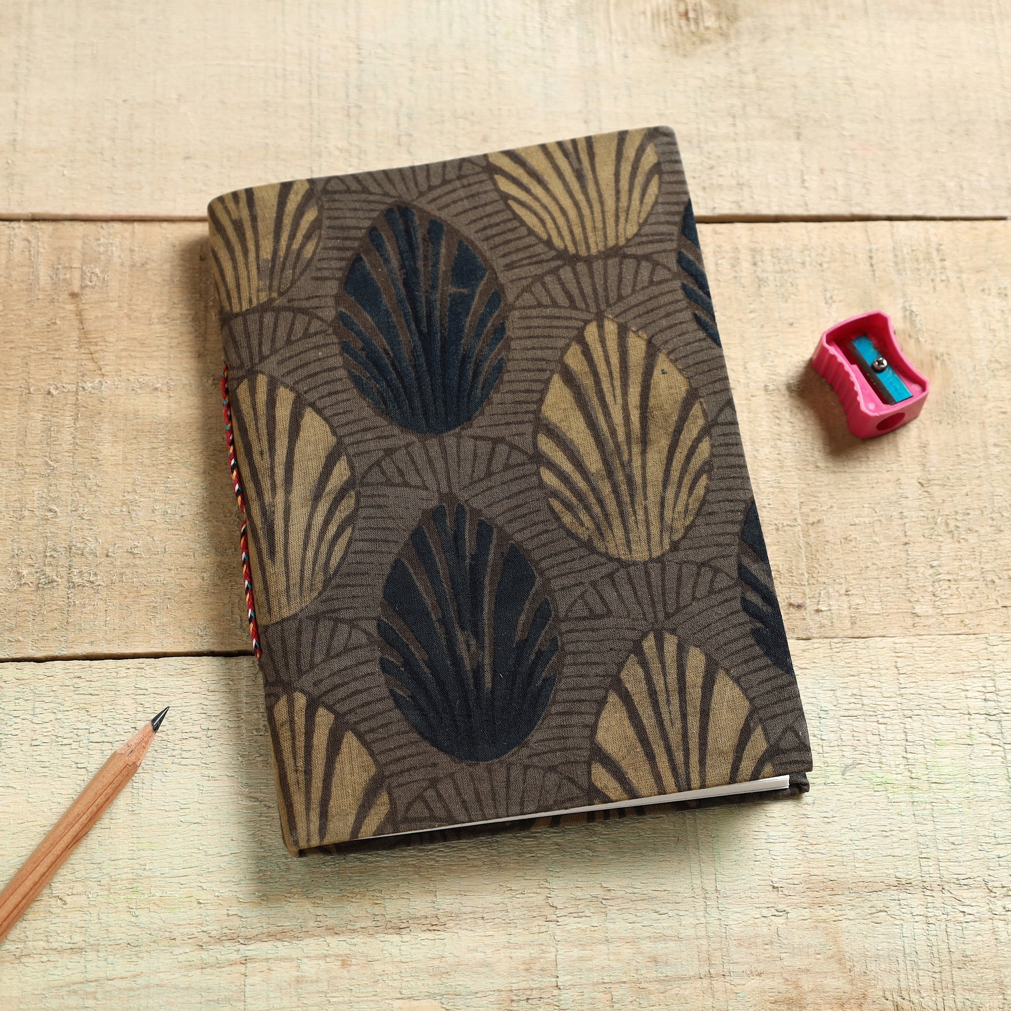 BINDAAS UNLIMITED Brown - Ajrakh Fabric Cover Handmade Paper Notebook (7 x 5 in)