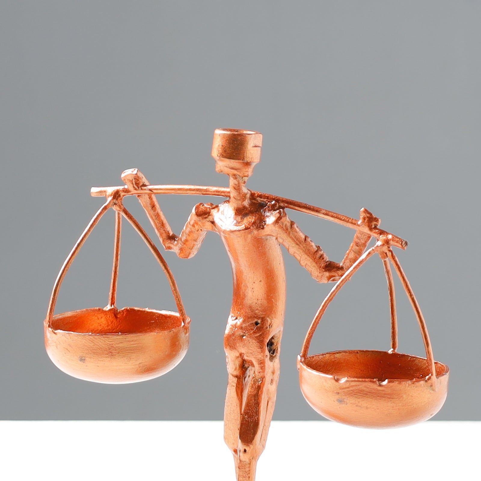 Back Man with Double Basket - Handmade Recycled Metal Sculpture by Debabrata Ruidas - view 2