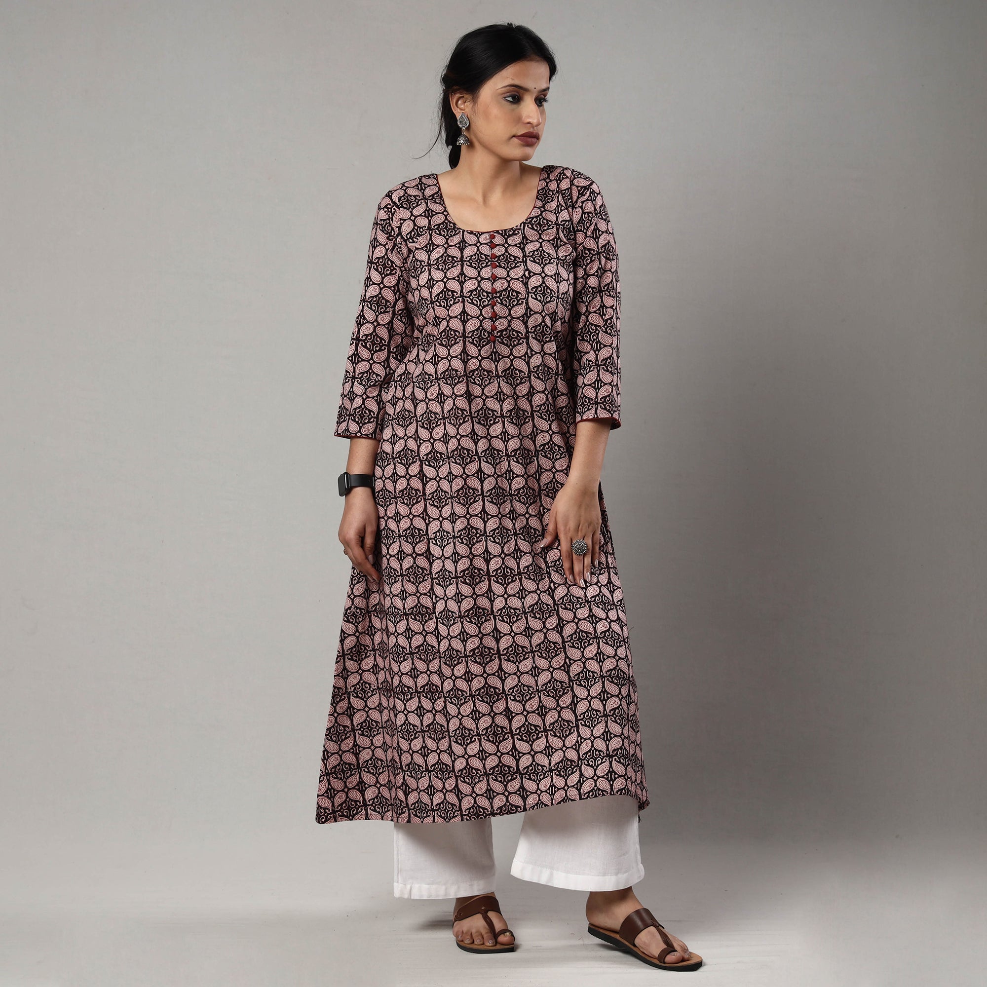 ITOKRI CASUALS Black - Block Print Cotton A-Line Bagh Kurta - view 3