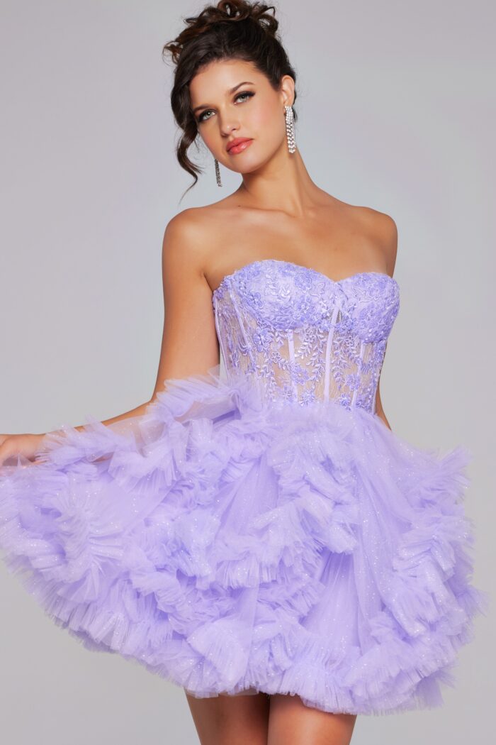 Jovani 40628 A Line Short Ruffle Homecoming Cocktail Dress - view 4