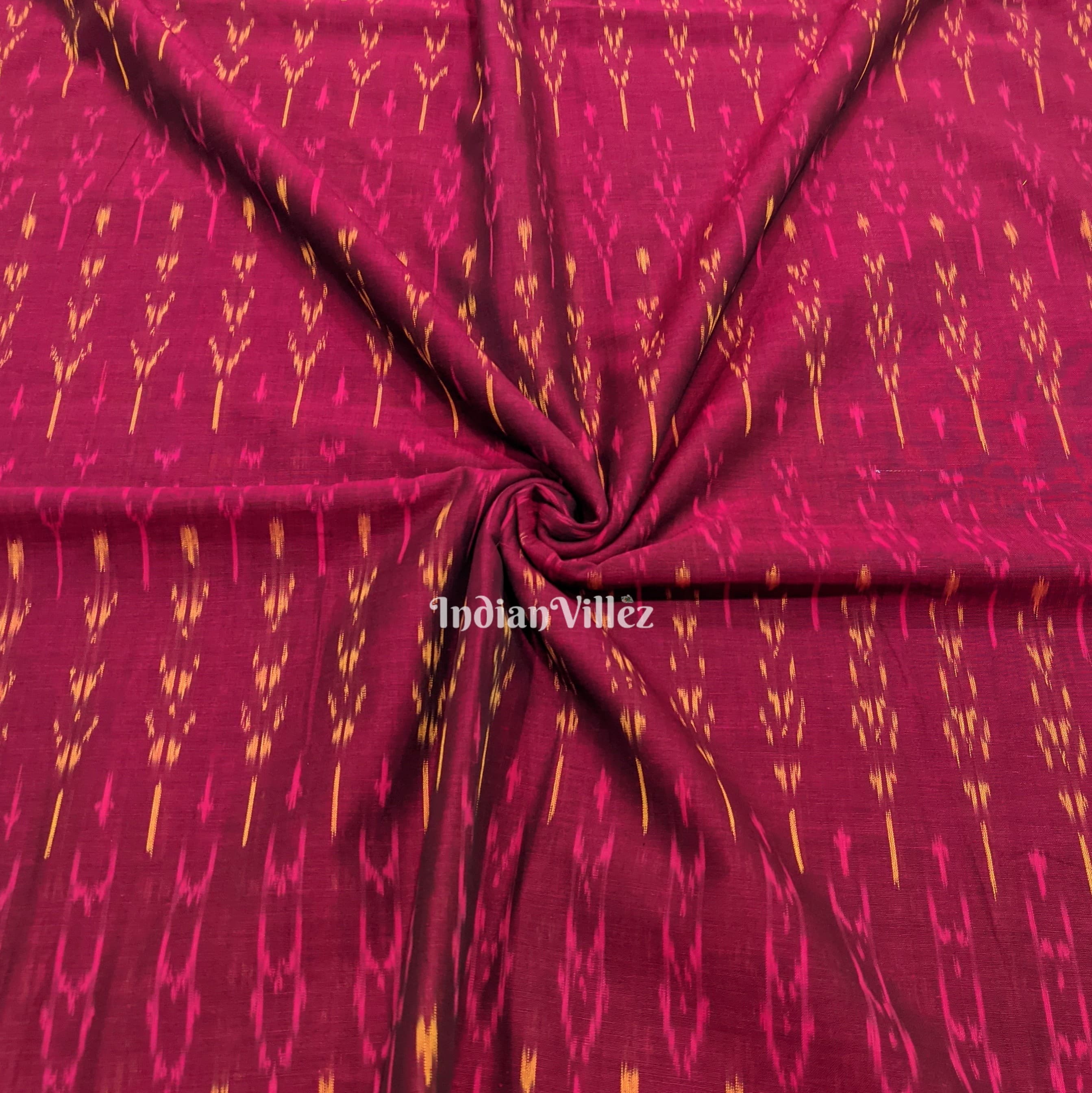 IndianVillèz Maroon Pochampally Ikat Cotton Fabric