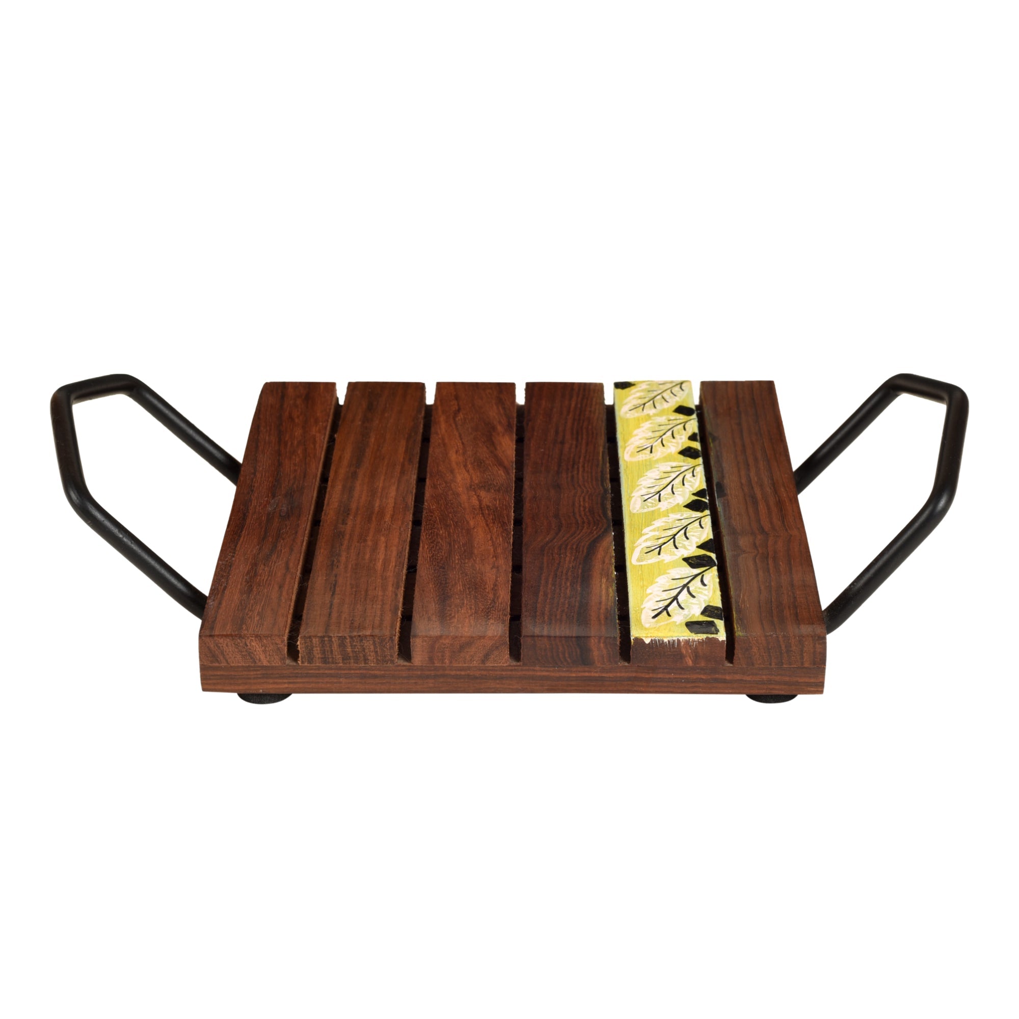 ART CREATIONS BY SUMAN SONTHALIA 'Leaf of Nature' Snack Tray in Rosewood (9.5x6x2) - view 3