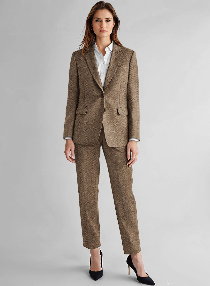 StudioSuits Women's Irish Brown Herringbone Tweed Suit