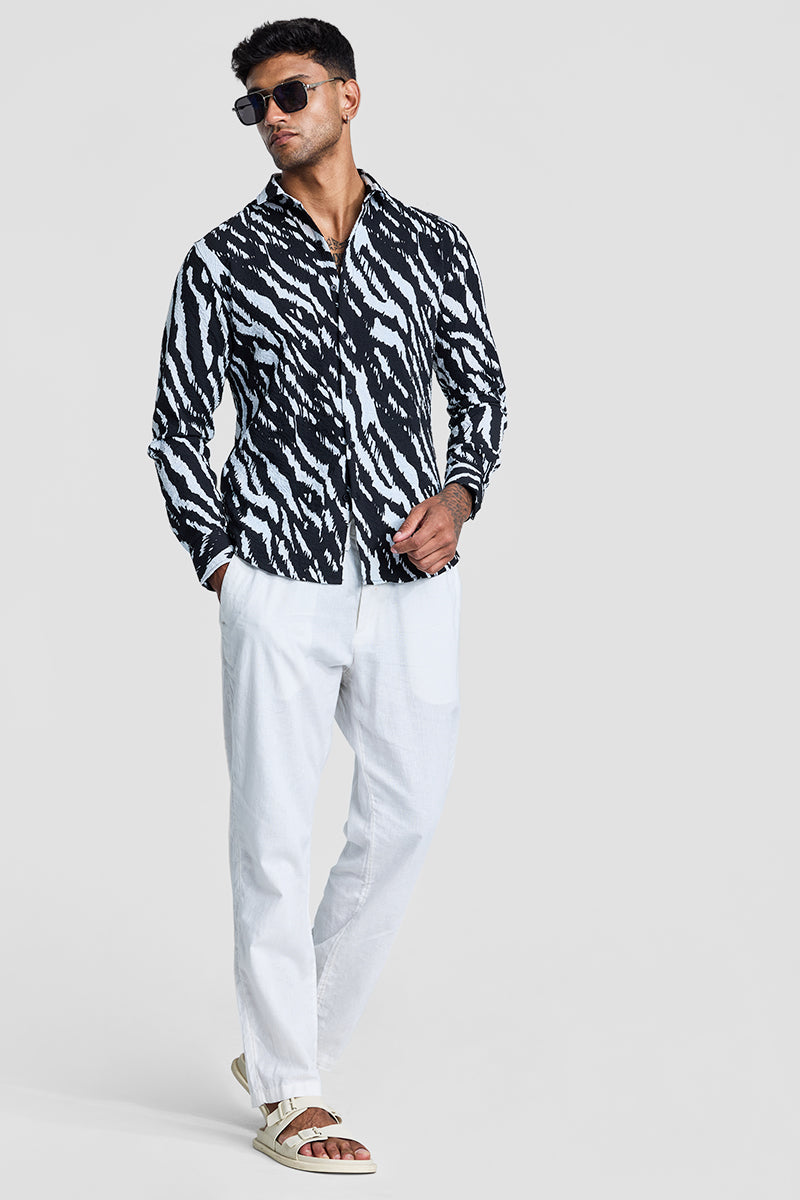SNITCH Black Textured Animal Print Shirt - view 3