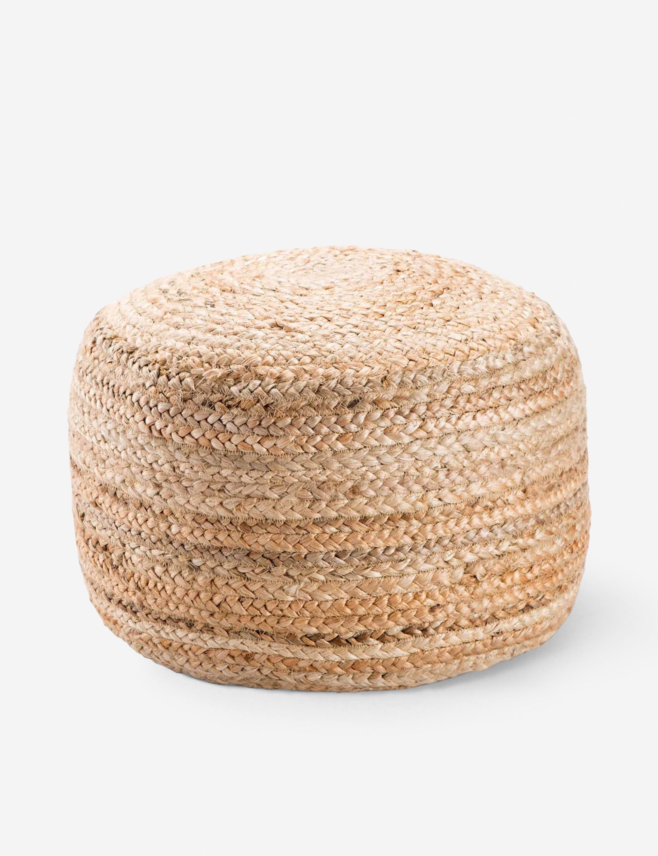 Lulu and Georgia Patan Round Pouf, Natural