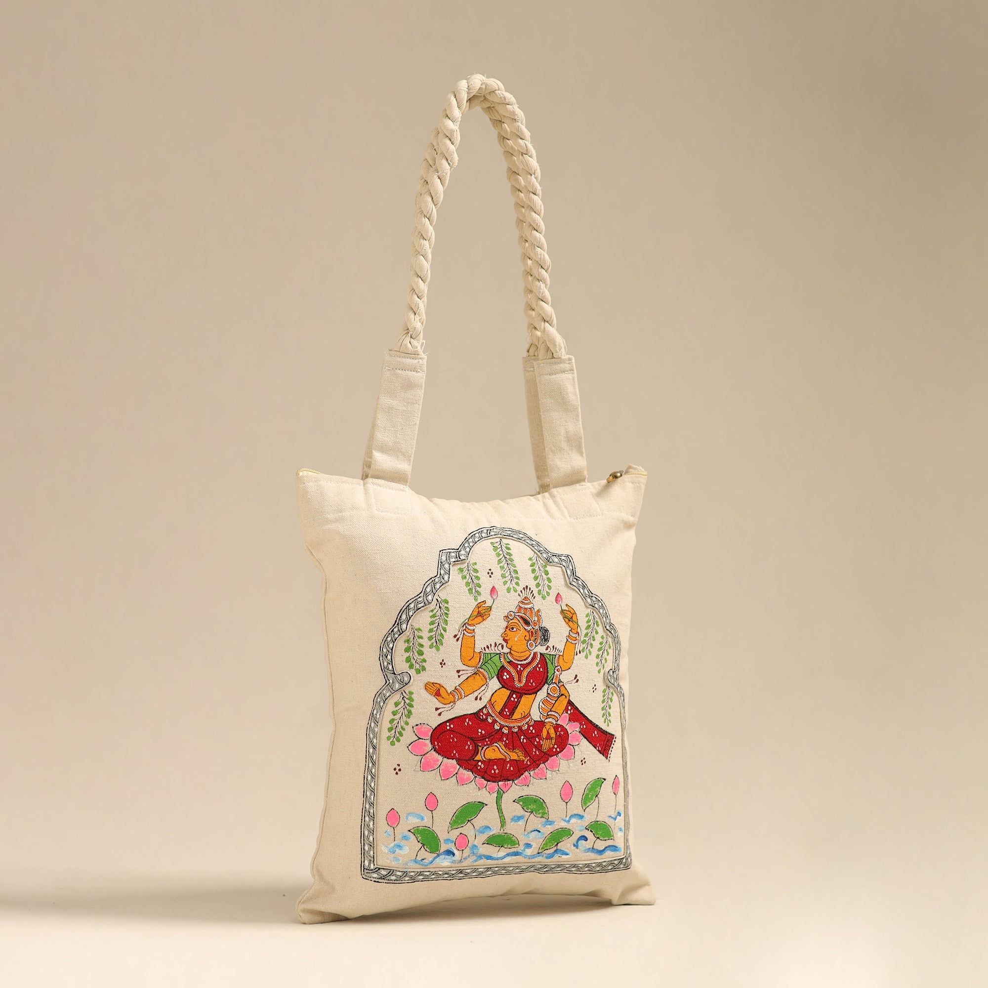 ITOKRI CRAFTS INITIATIVE Beige - Pattachitra Handpainted Shoulder Bag from Odisha 24 - view 2