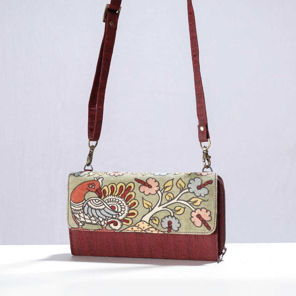 DWARAKA PLUS Brown - Handpainted Kalamkari Natural Dyed Ghicha Silk Sling Bag - view 2