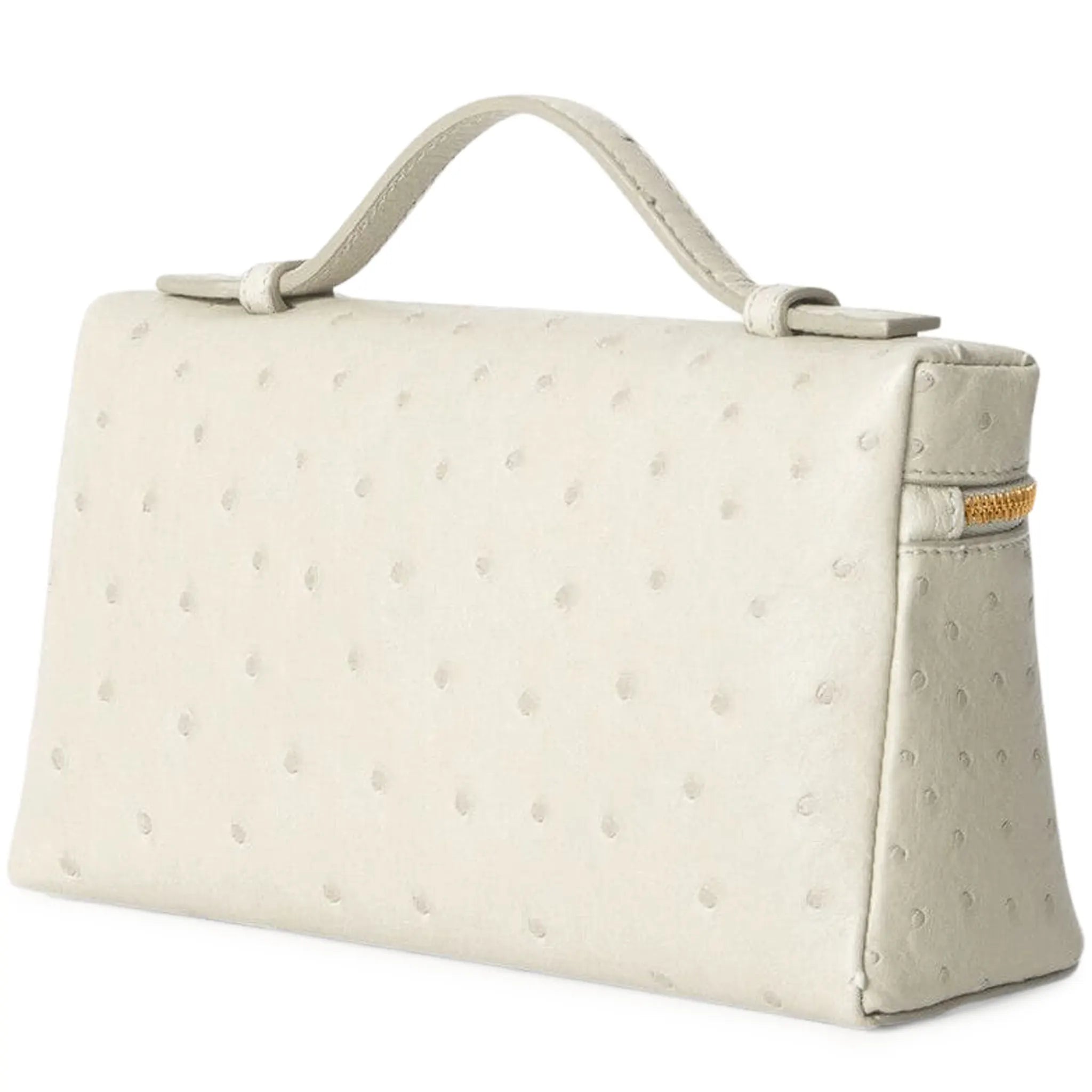 Loro Piana Extra Pocket L19 Ostrich Leather Whisper White Sun Gold Shoulder Bag - view 2