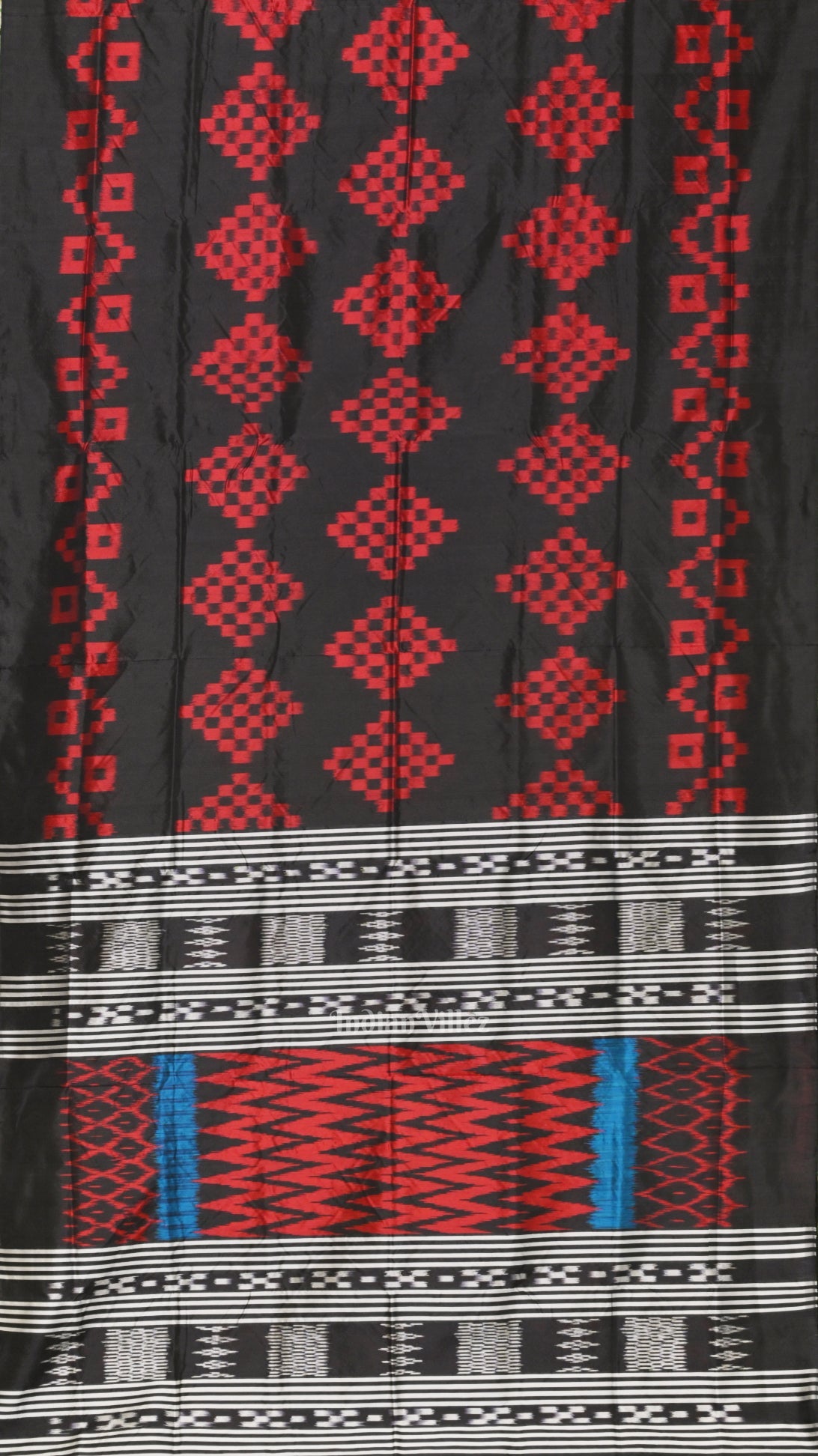 IndianVillèz Black Red Pasapali Odisha Ikat Contemporary Designer Saree - view 2