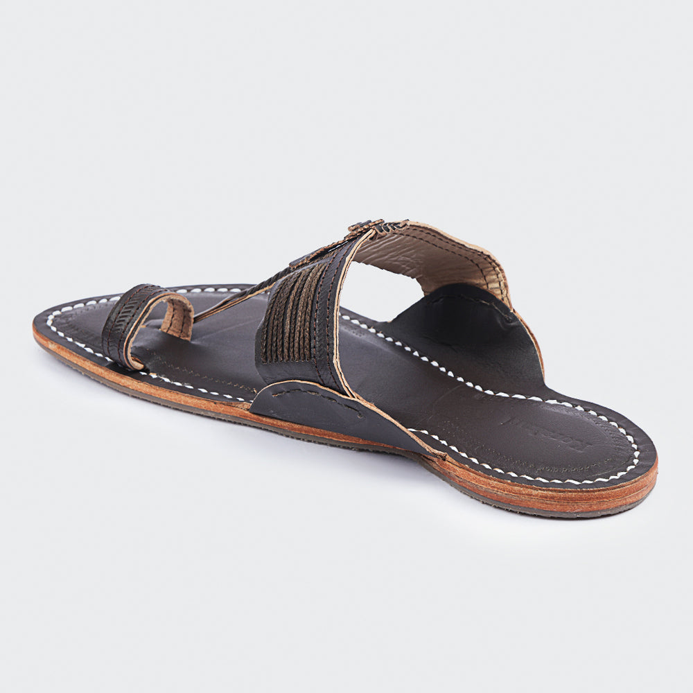 KORAKARI Brown Handstitched Leather Kolhapuri Men Slipper - view 5