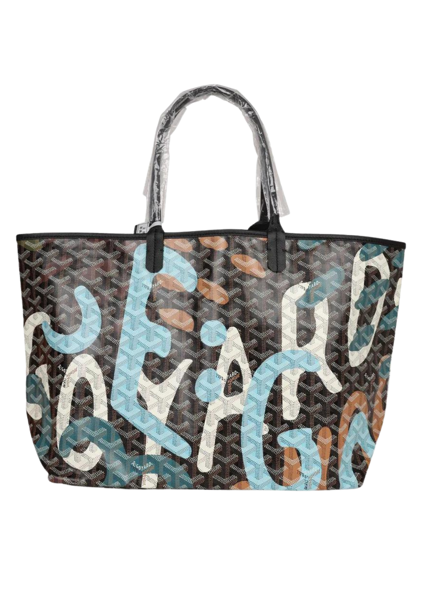 Cop Underdog Goyard Limited Edition Black Goyardine Canvas Blue Camou Lettres flage St. Louis PM Tote Bag Palladium Hardware