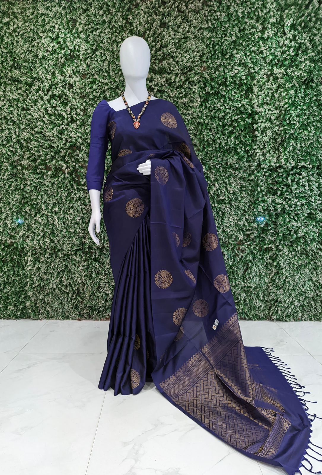 IndianVillèz Blue Pure Kanjivaram Soft Silk Saree