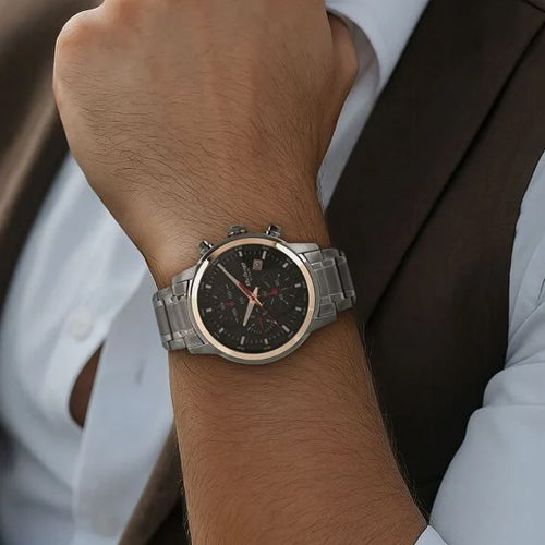 Titan Octane Quartz Chronograph Black Dial Stainless Steel Strap Watch for Men 46mm NT90086KM03 - view 4