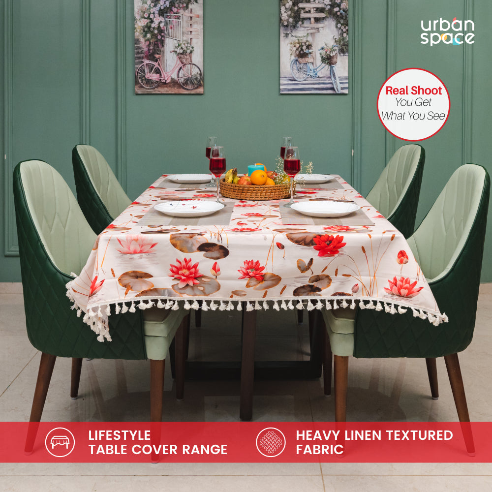 Urban Space Home Furnishing Sicilia : Anti Skid & Water resistant Linen textured Premium table cover for dining table - Lotus - view 2