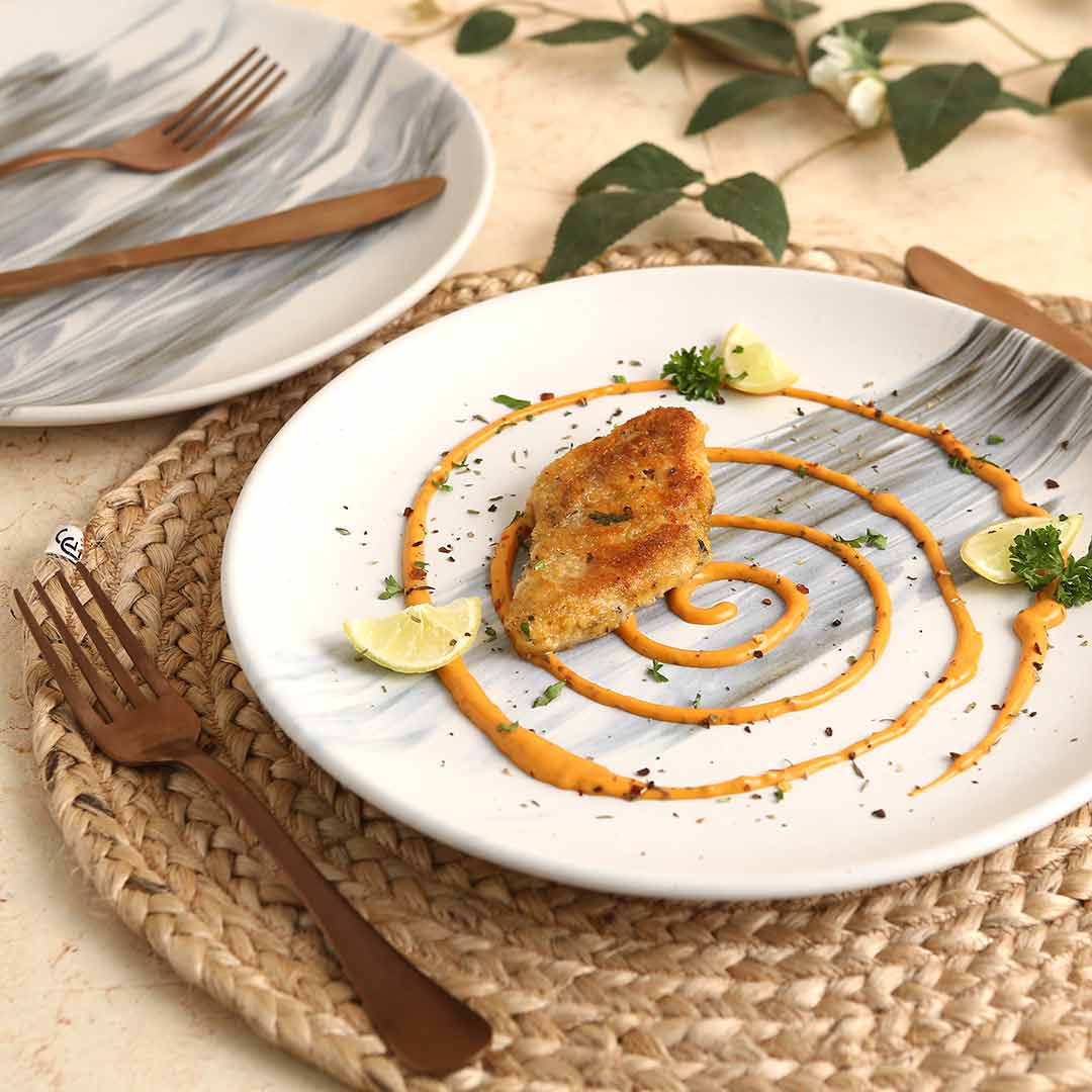 Wonderchef Teramo Stoneware 10" Dinner Plate - Marble White (Set of 2) - view 2