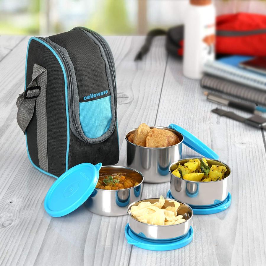 Cello Steelox Steel Lunch Box Combo – Blue