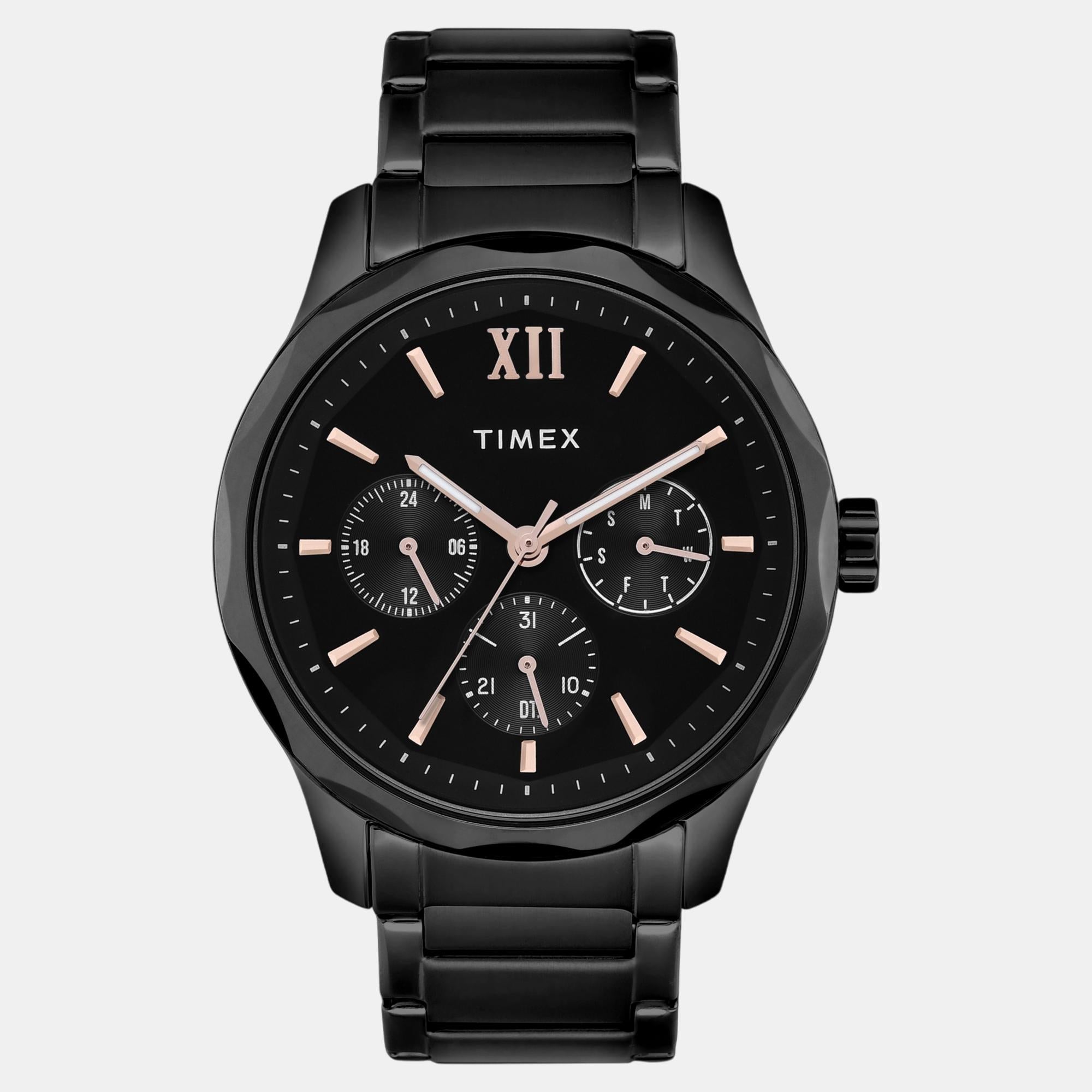 Timex Fashion Men Quartz Black Dial Multi-Function Stainless Steel Watch TW0TG7625