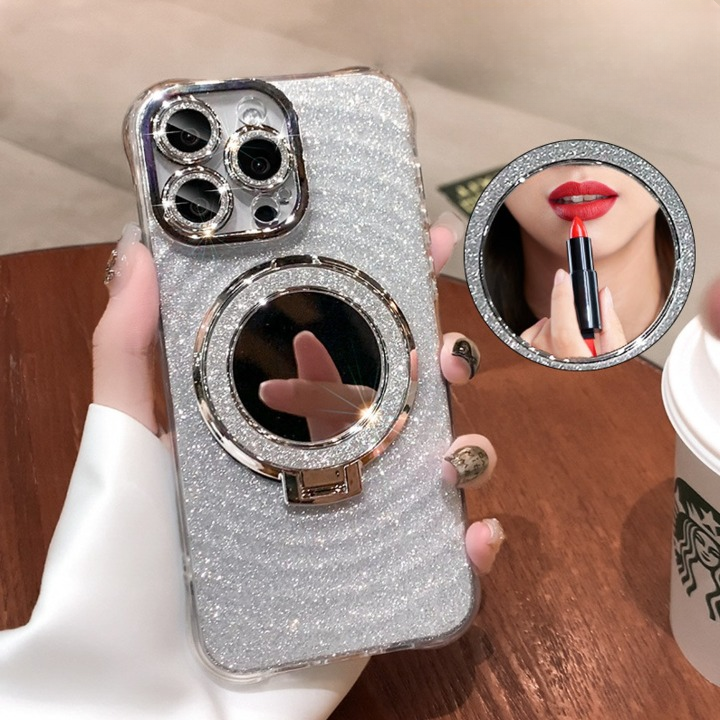 Peeperly Shimmer Mirror Case With Ring Holder