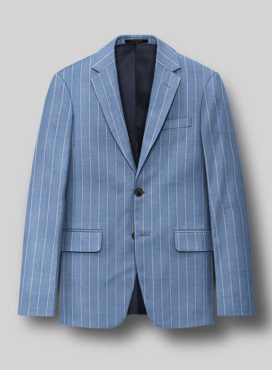 StudioSuits Napolean Gavino Stripe Light Blue Wool Jacket