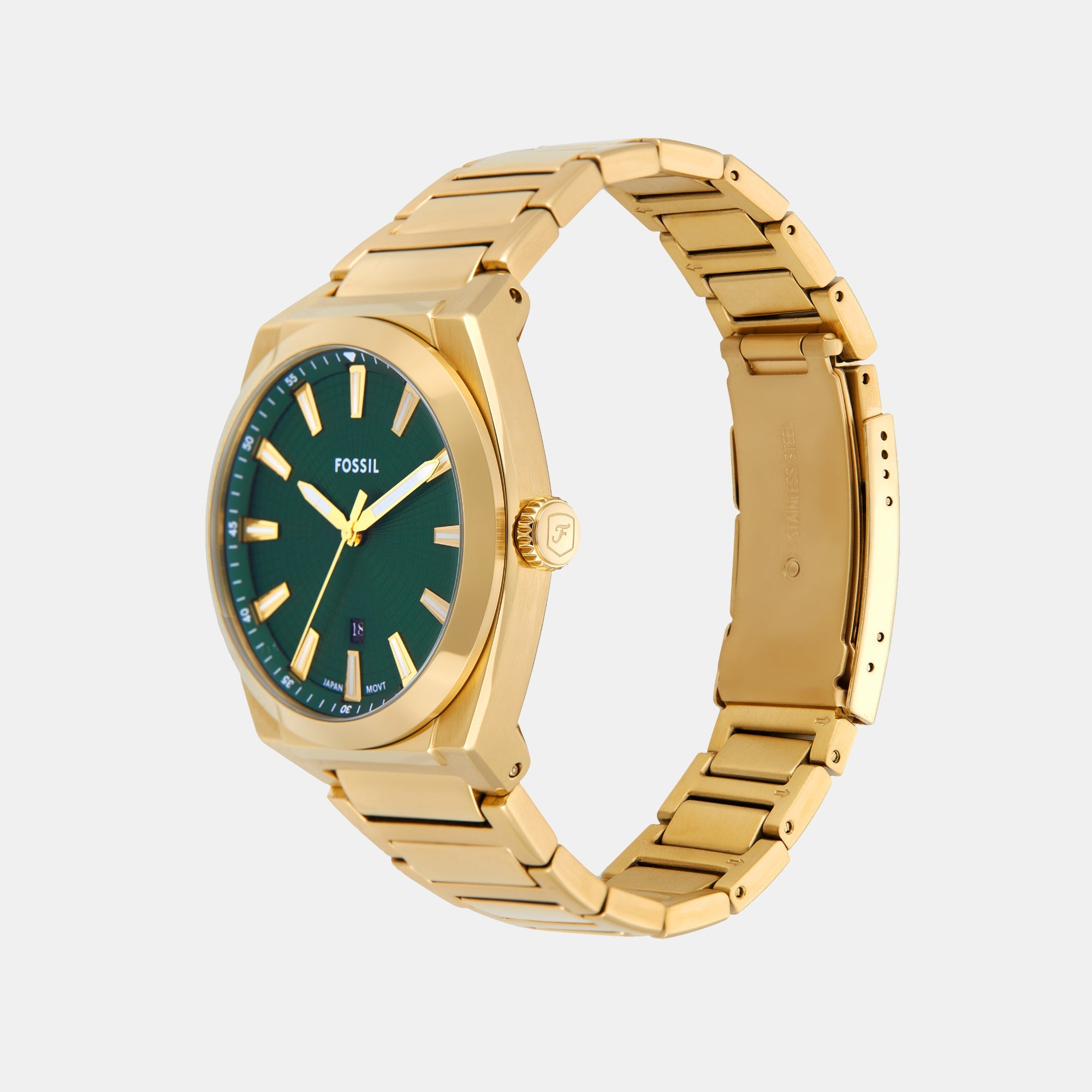 Fossil Everett Men Quartz Green Dial Analog Stainless Steel Watch FS6090 - view 2