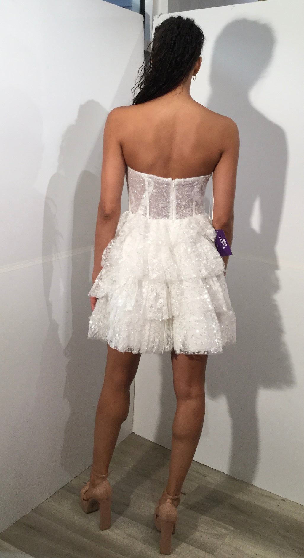 Short Strapless A-line Tiered Dress by Jovani 40030 - view 5
