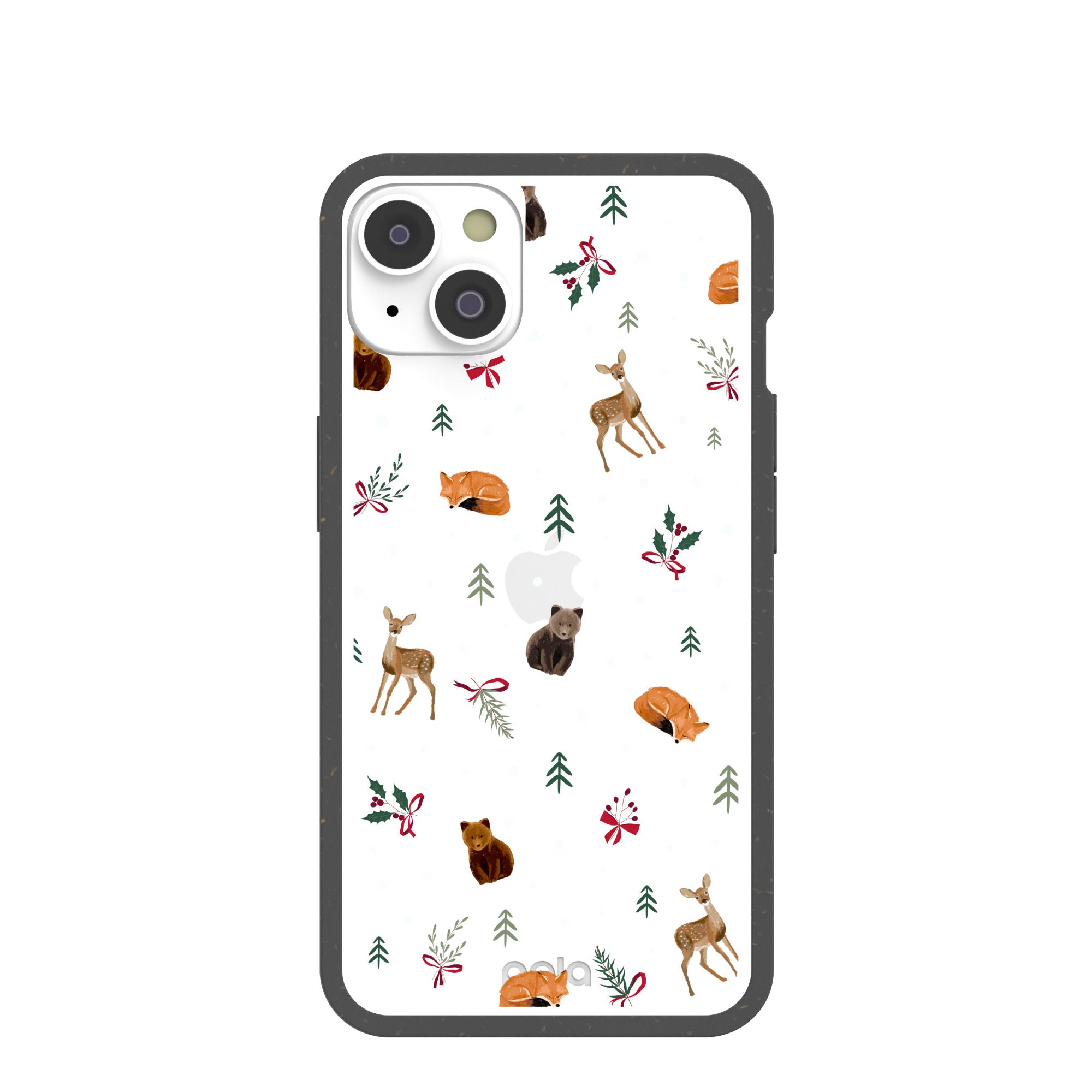 BlackTree Clear Winter Woodland iPhone 14 Case With Black Ridge