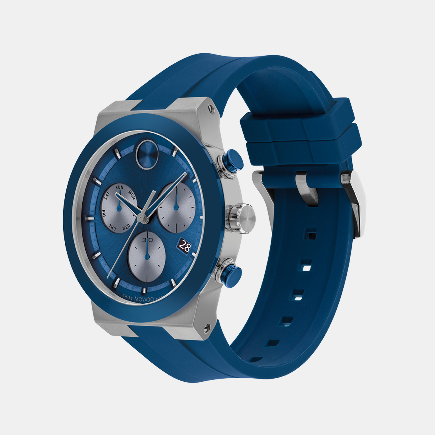 Movado Bold Men Quartz Blue Dial Chronograph Silicone Watch 3601197 - view 2