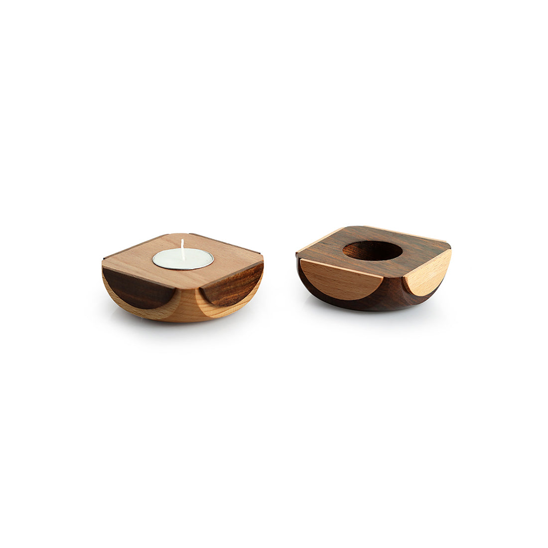 EXCLUSIVELANE 'Jugnu Chakori' Wooden Tea Light Holder (Set of 2) - view 2