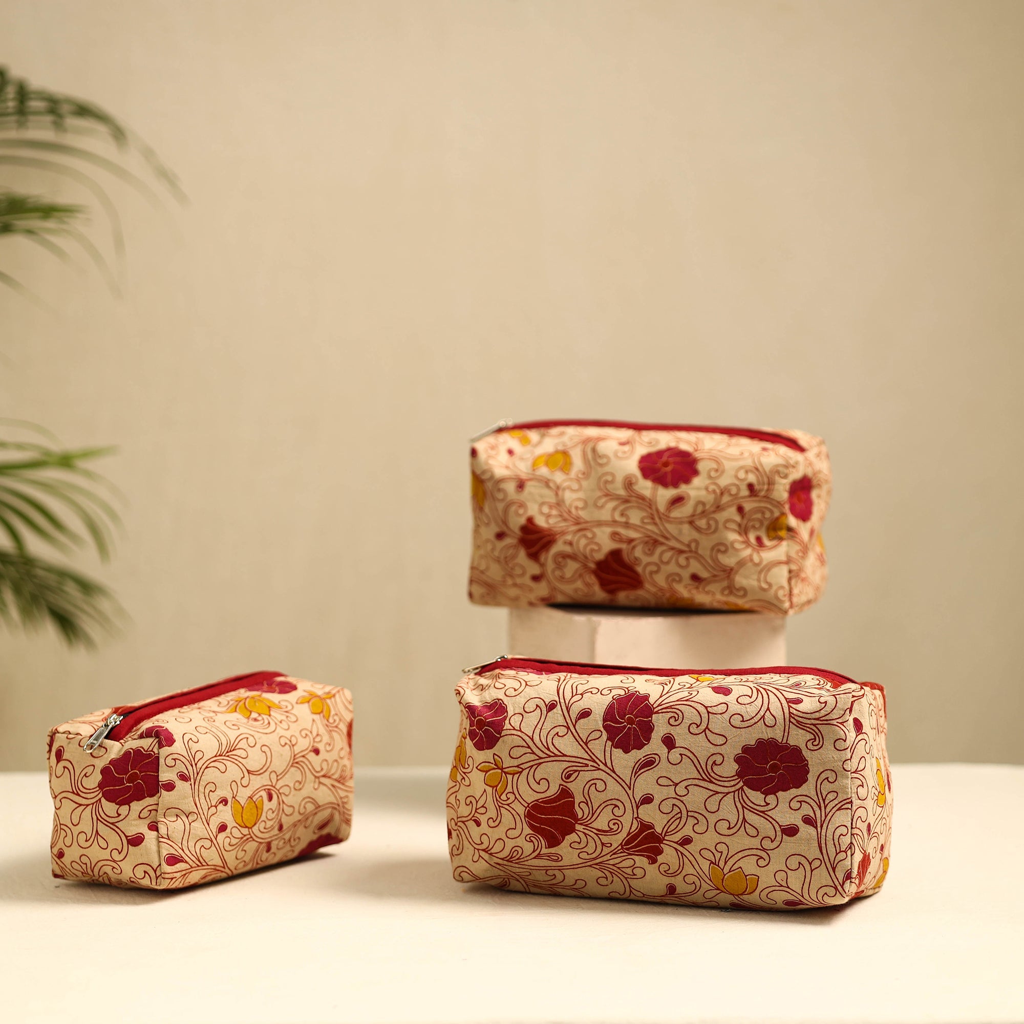 NOORI BAZAR Beige - Handmade Cotton Toiletry Bags (Set of 3) 13