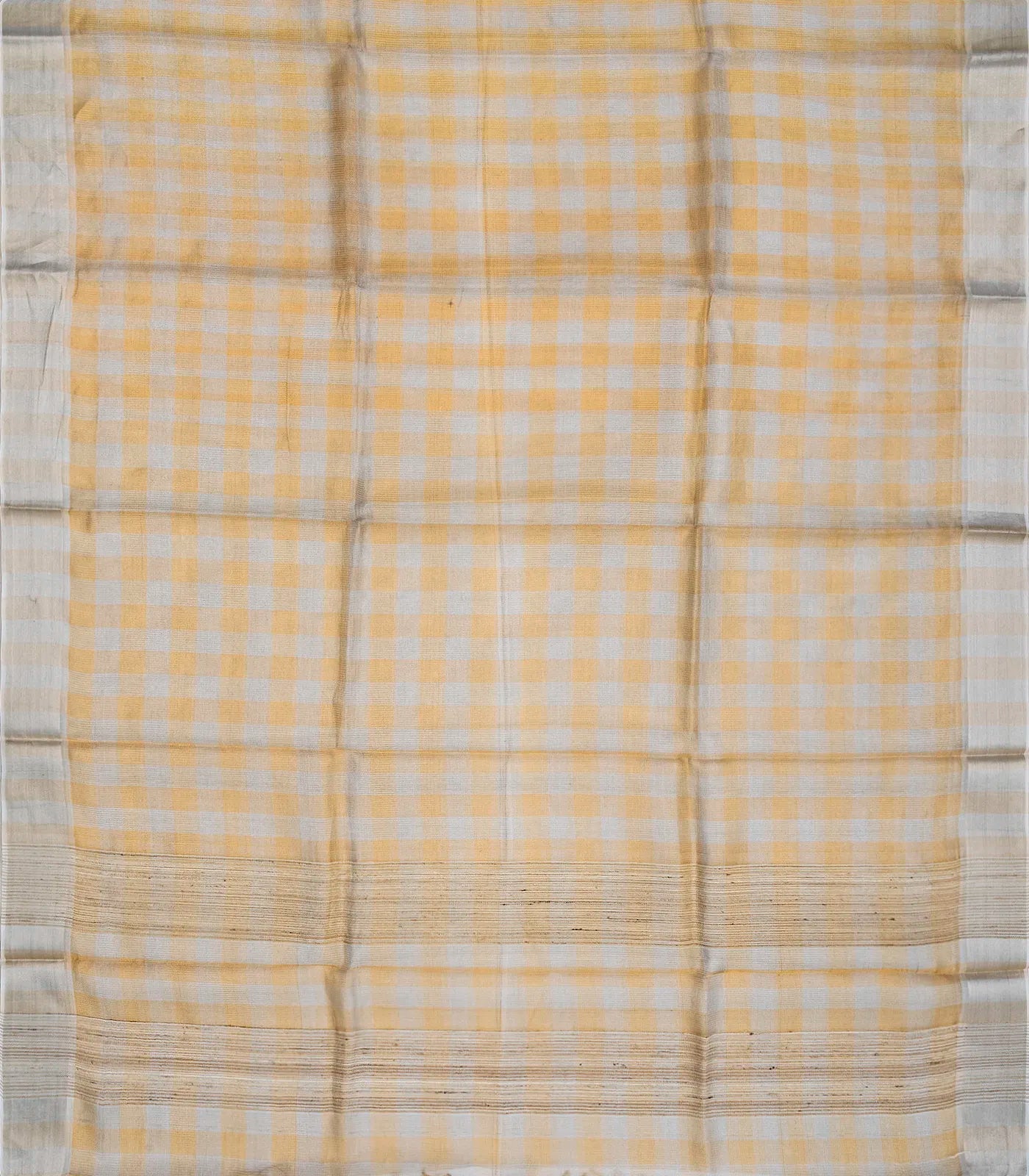 RmKV Gold Blended Tussar Tissue Saree With Checks-Gold - view 2