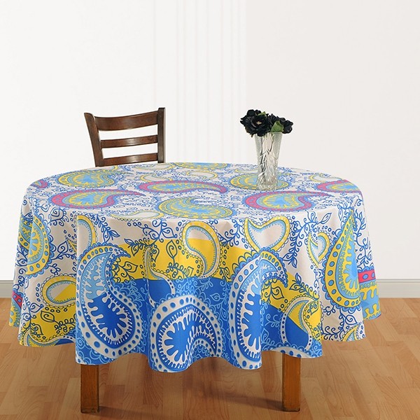 Swayam India Dazzling Paisley Round Table Cover - 1332
