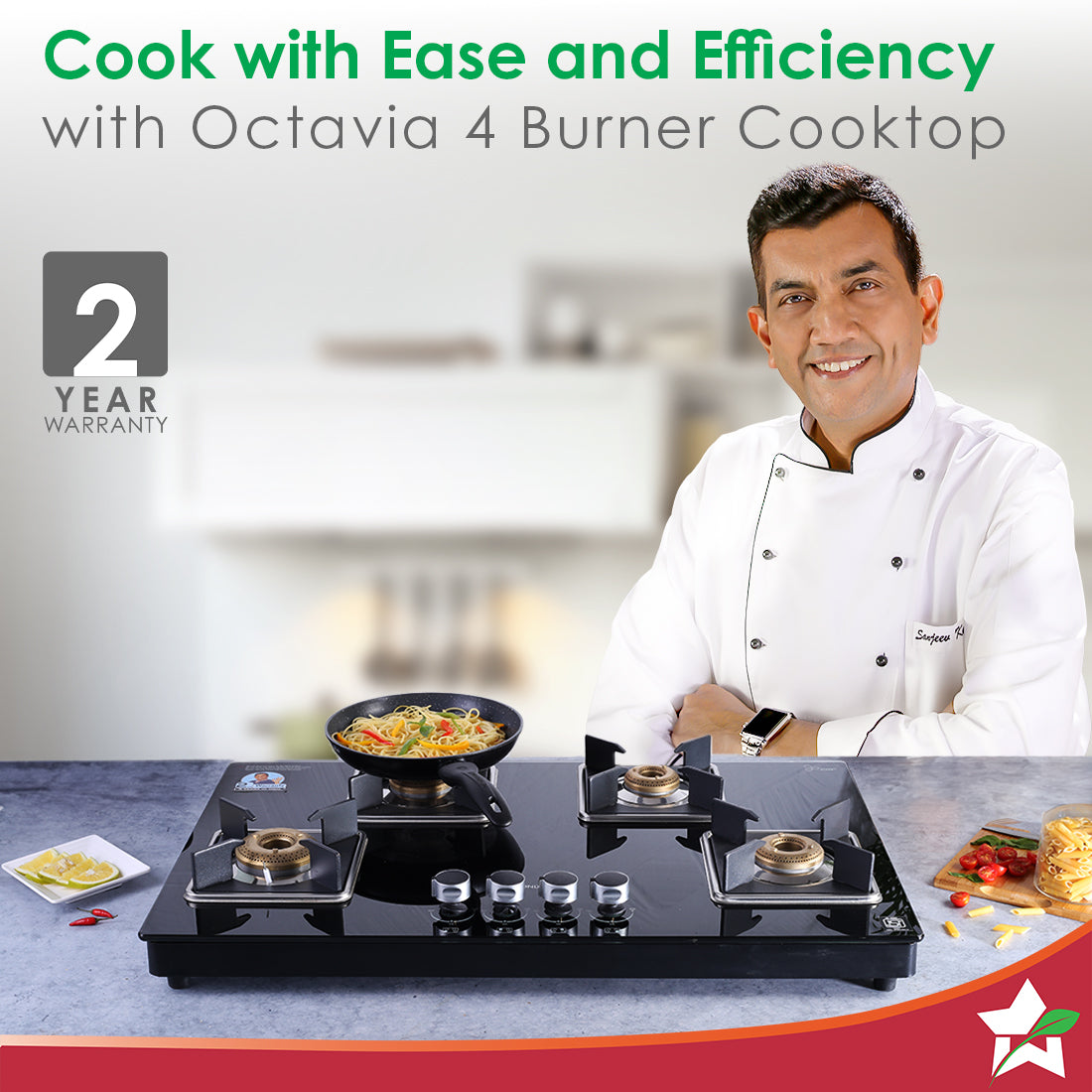 Wonderchef Octavia 4 Burner Glass Hob Top Auto Cooktop 8mm. - view 2