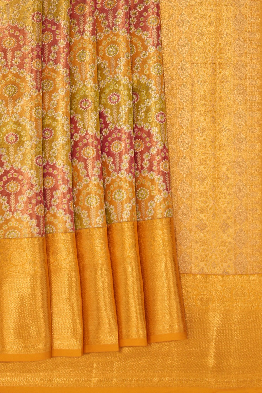 Kalanjali Kanchipattu Brocade Gold Saree – Women's