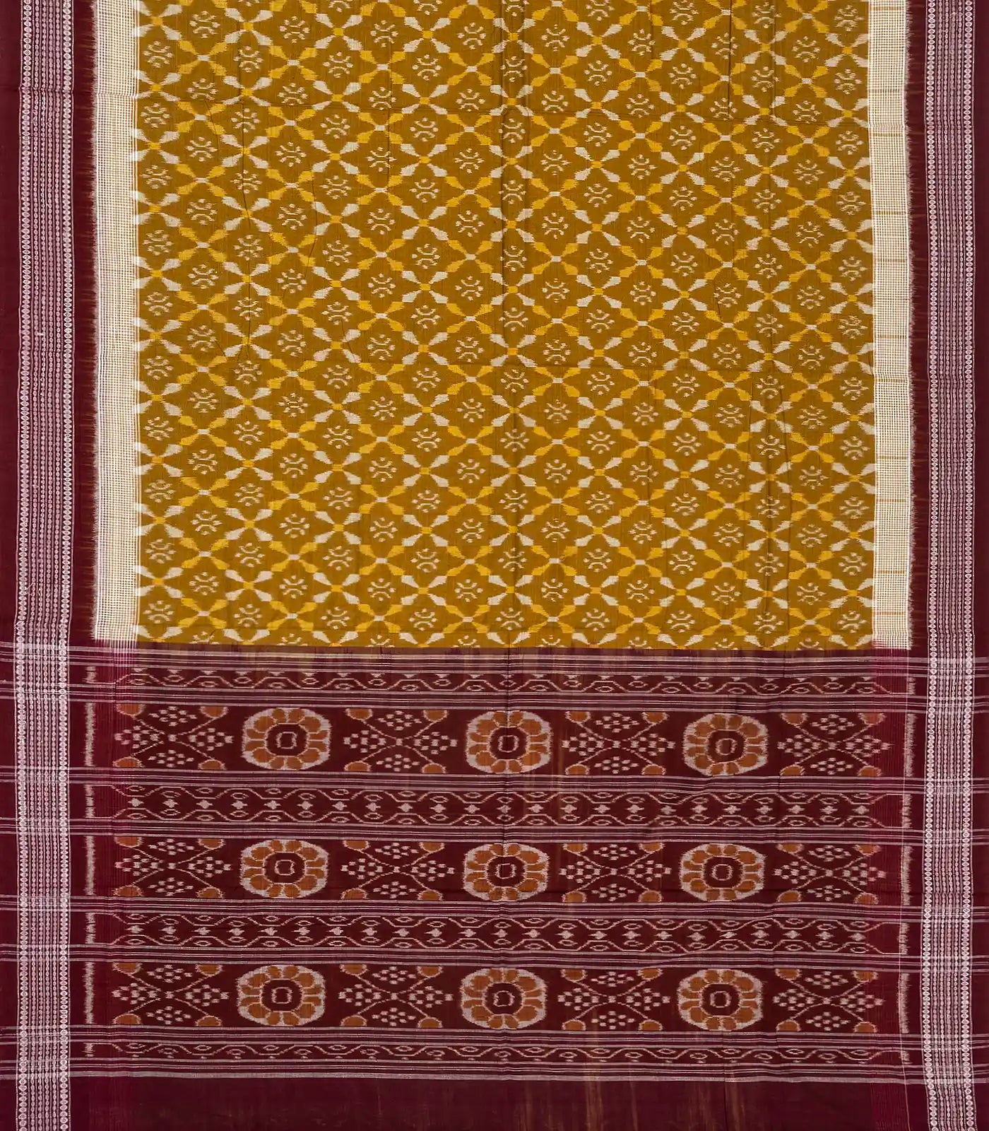 RmKV Mustard Handloom Orissa Cotton Saree With Tie & Dye Jaal Motifs - view 2