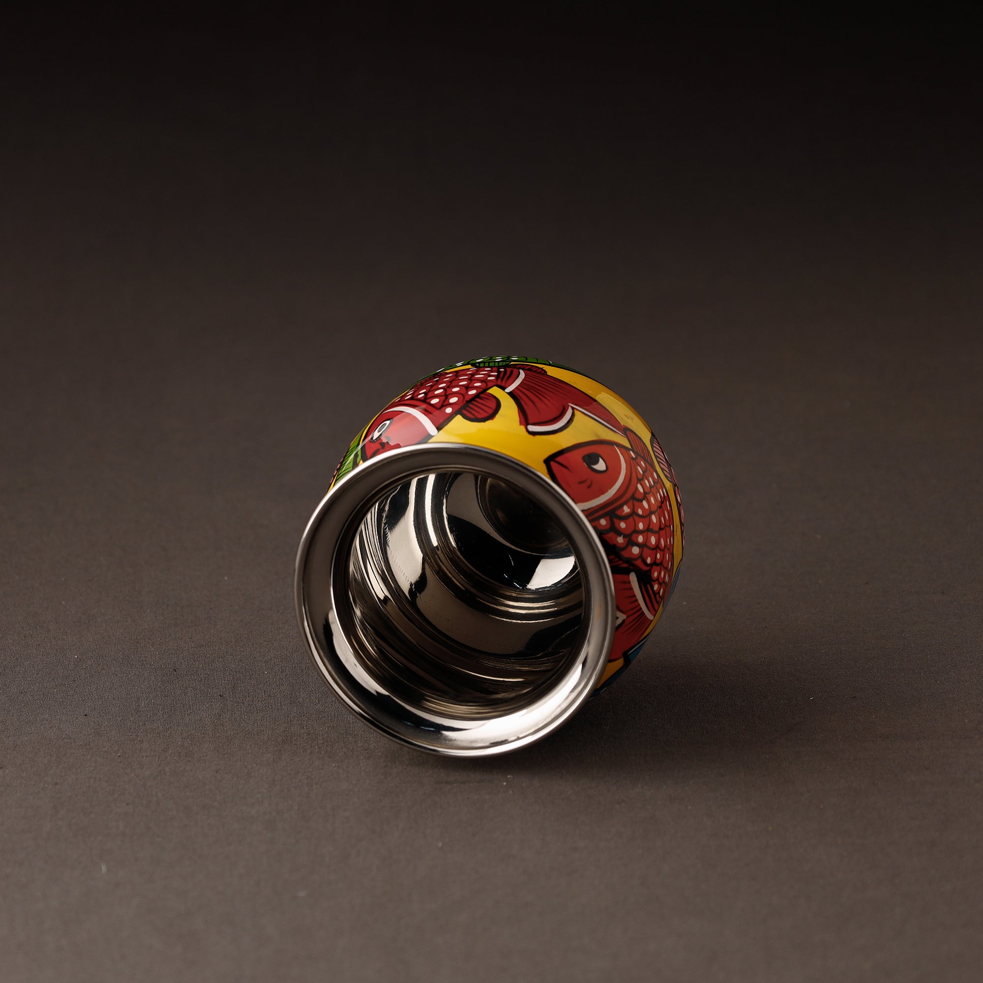 AAYAAS Bengal Patua Handpainted Stainless Steel Lota / Kalash / Container - view 2