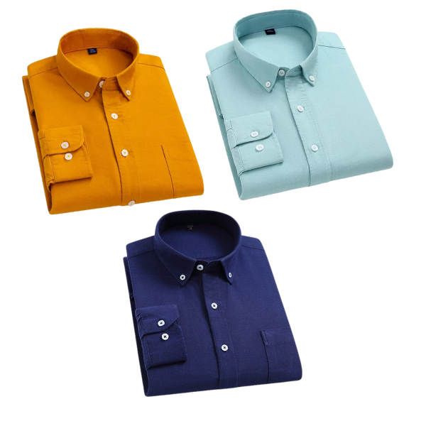 BlackTree Combo of 3 Cotton Shirt for Man ( Mustard,Pista and Navy Blue )