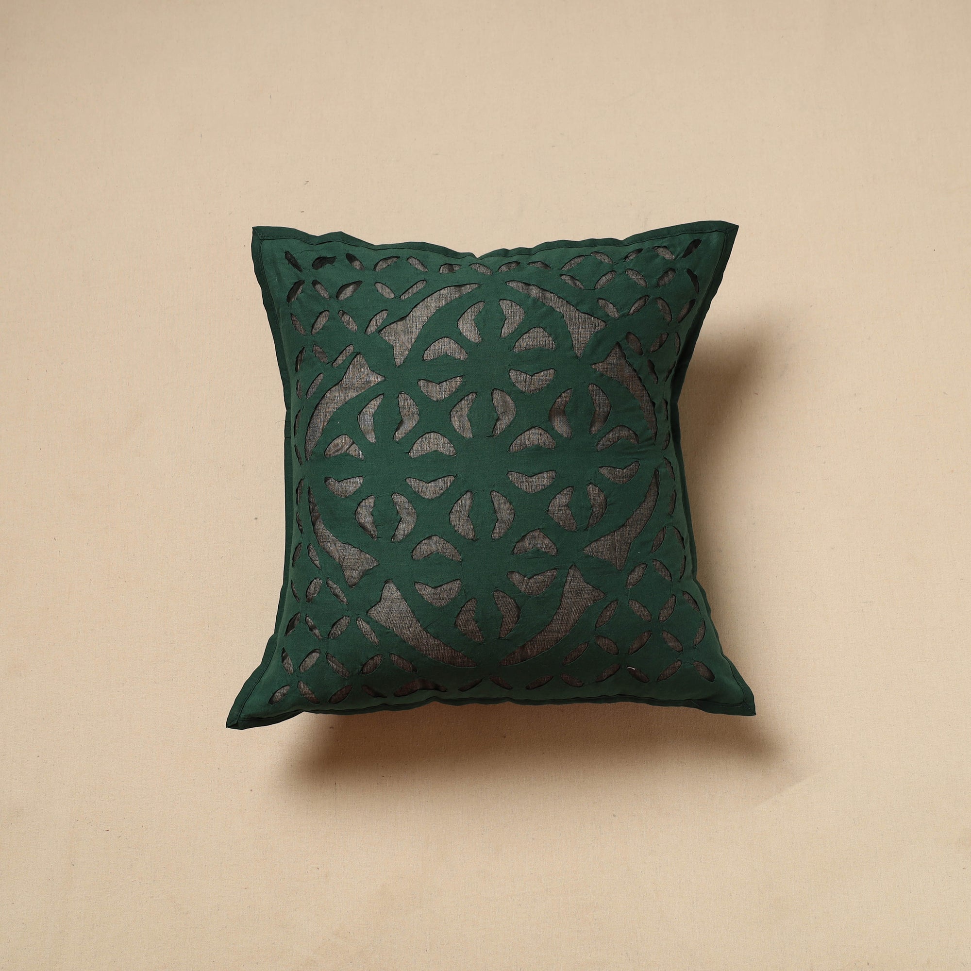 SHADES OF MARUDHARA Cut Work Cotton Applique Cushion Cover (16 x 16 in) 15