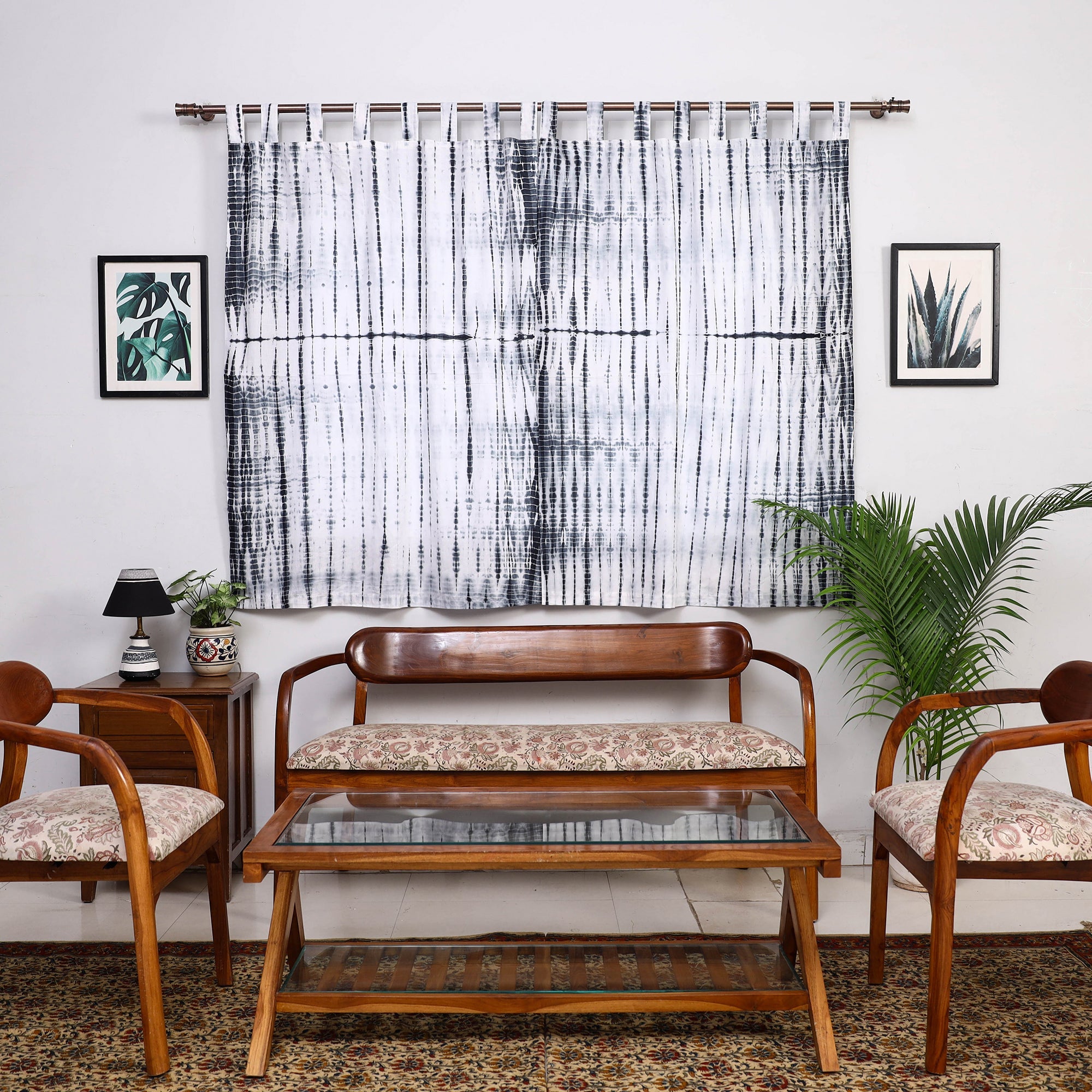 HAVELI CHRONICLES Black - Tie & Dye Cotton Shibori Curtain for Window (Set of 2) 28
