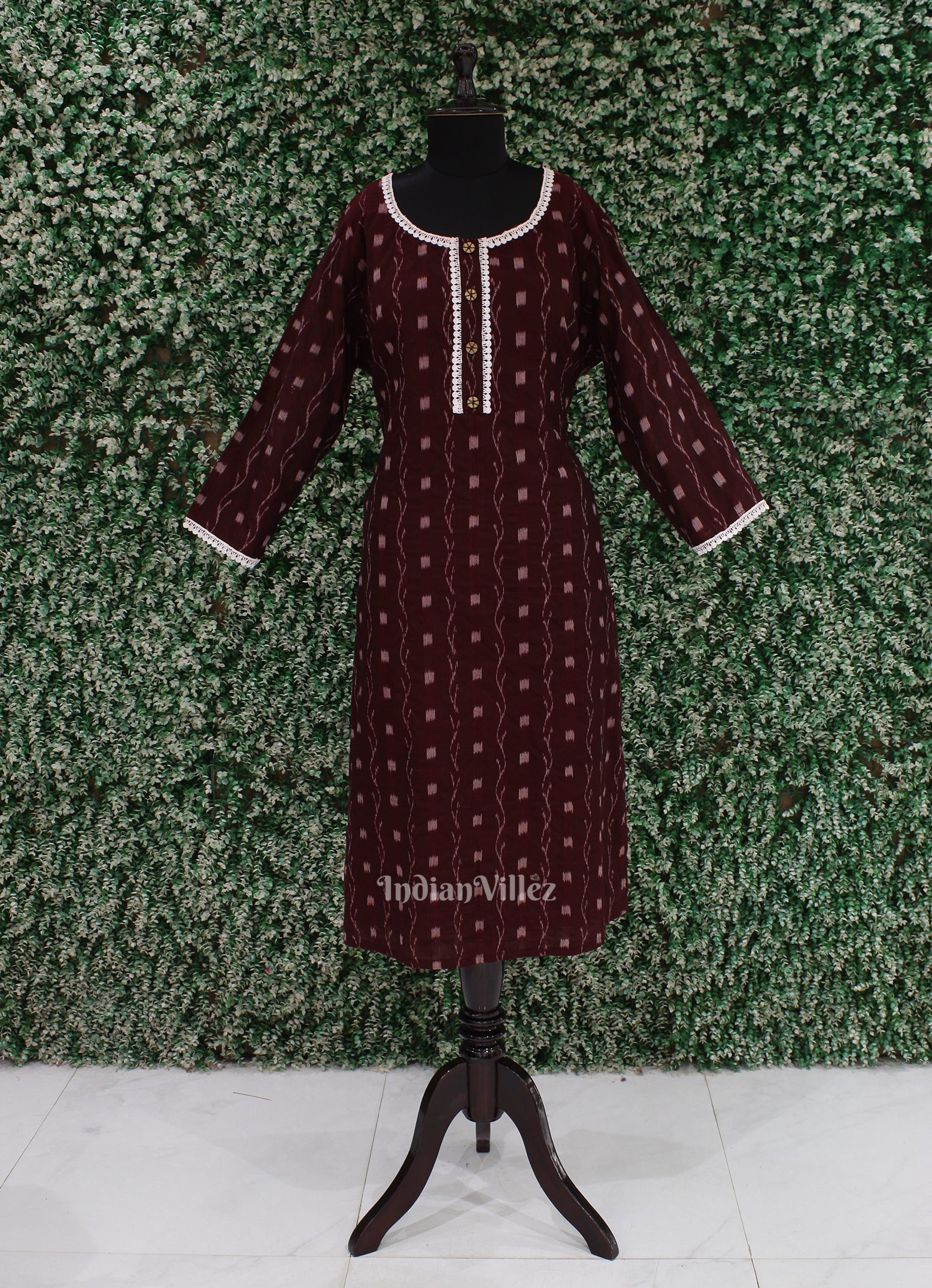 IndianVillèz Maroon Butta design Odisha Ikat Designer Cotton Kurti for Women
