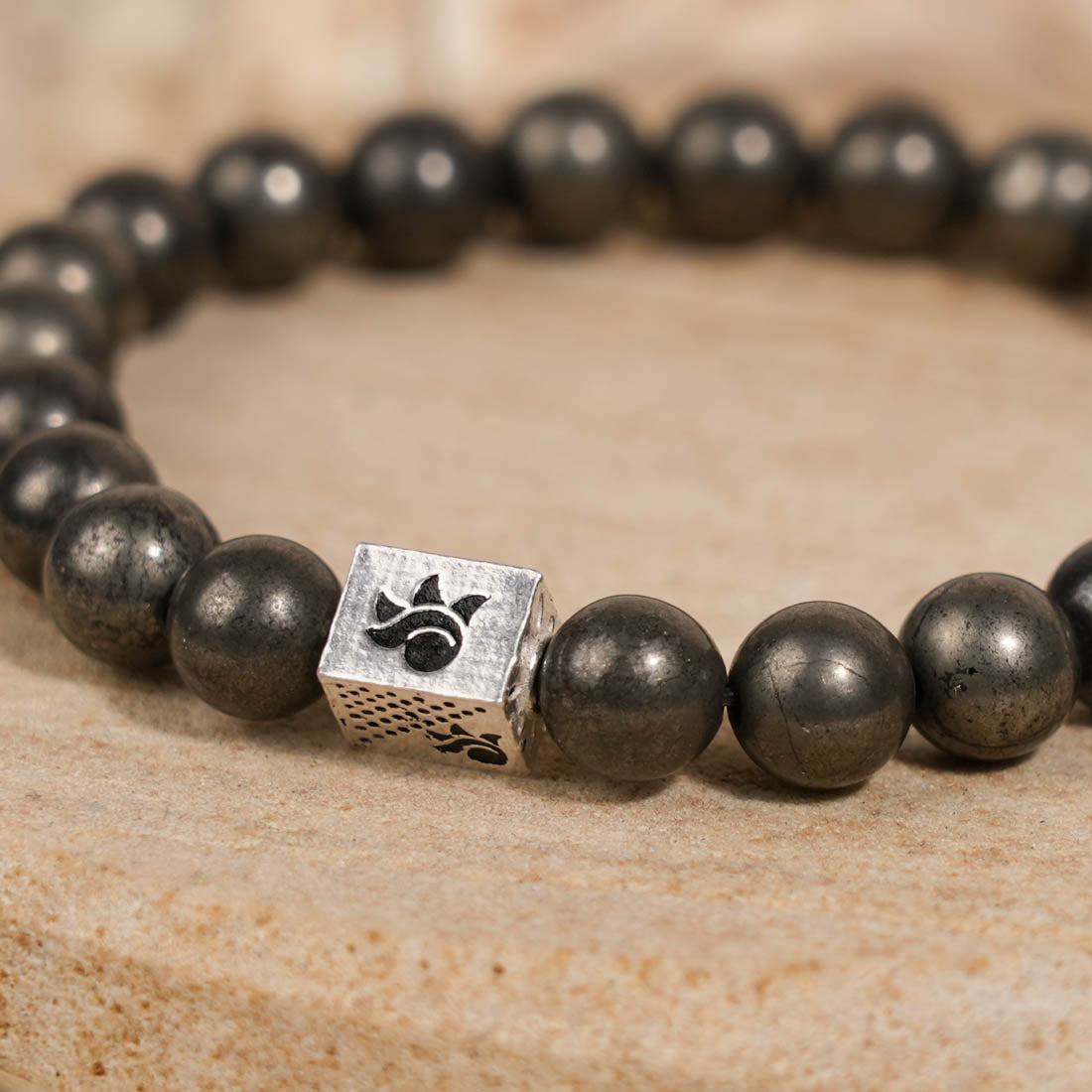 Prinjal Jewellers Pyrite Stone Beads Bracelet